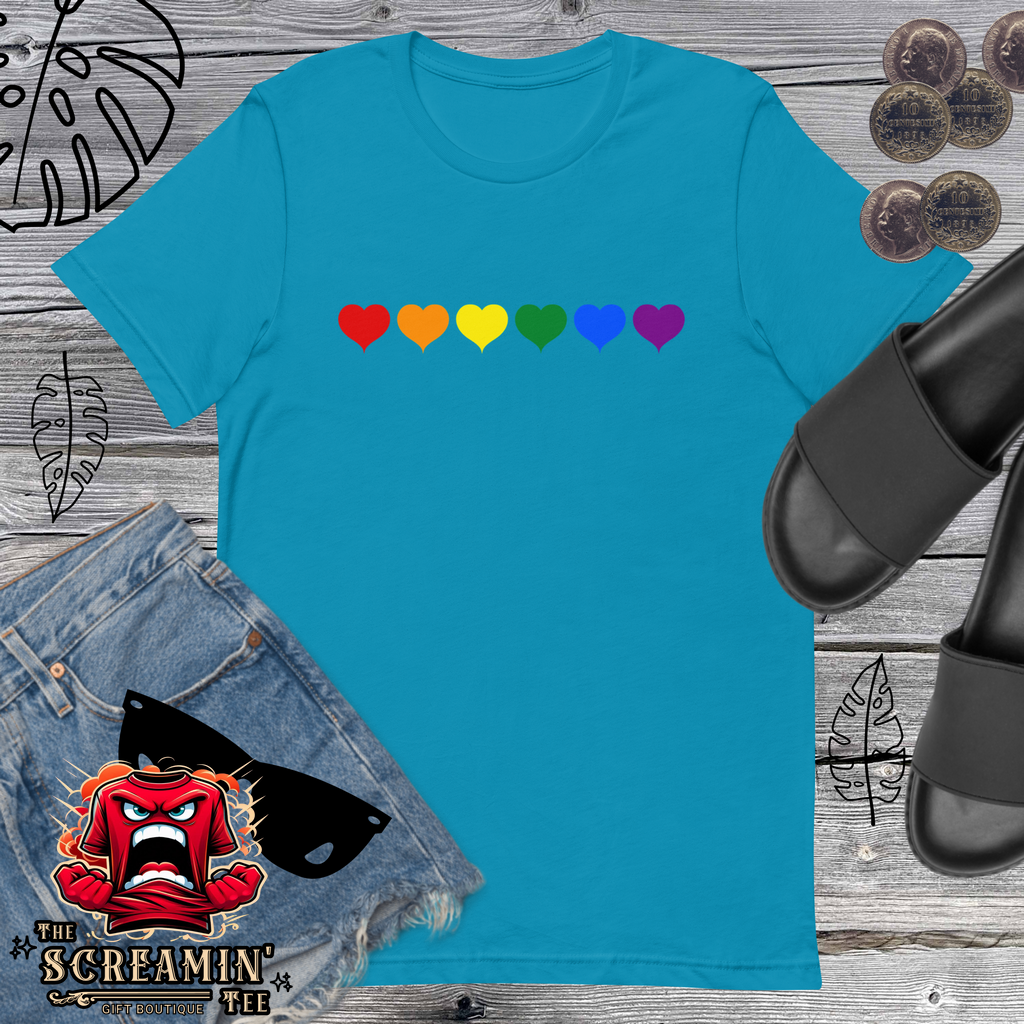 RAINBOW HEARTS UNISEX TSHIRT