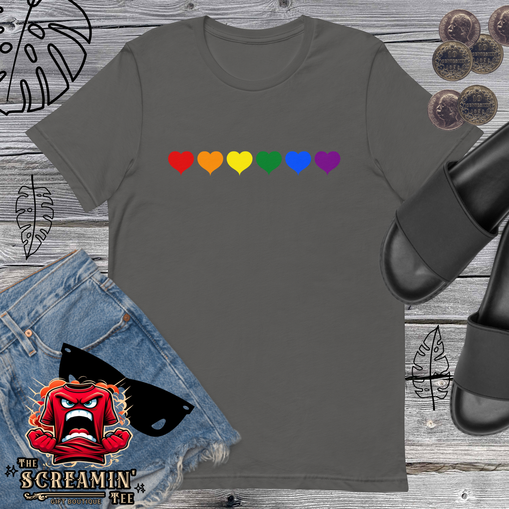 RAINBOW HEARTS UNISEX TSHIRT