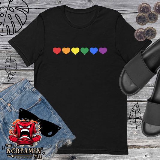 RAINBOW HEARTS UNISEX TSHIRT