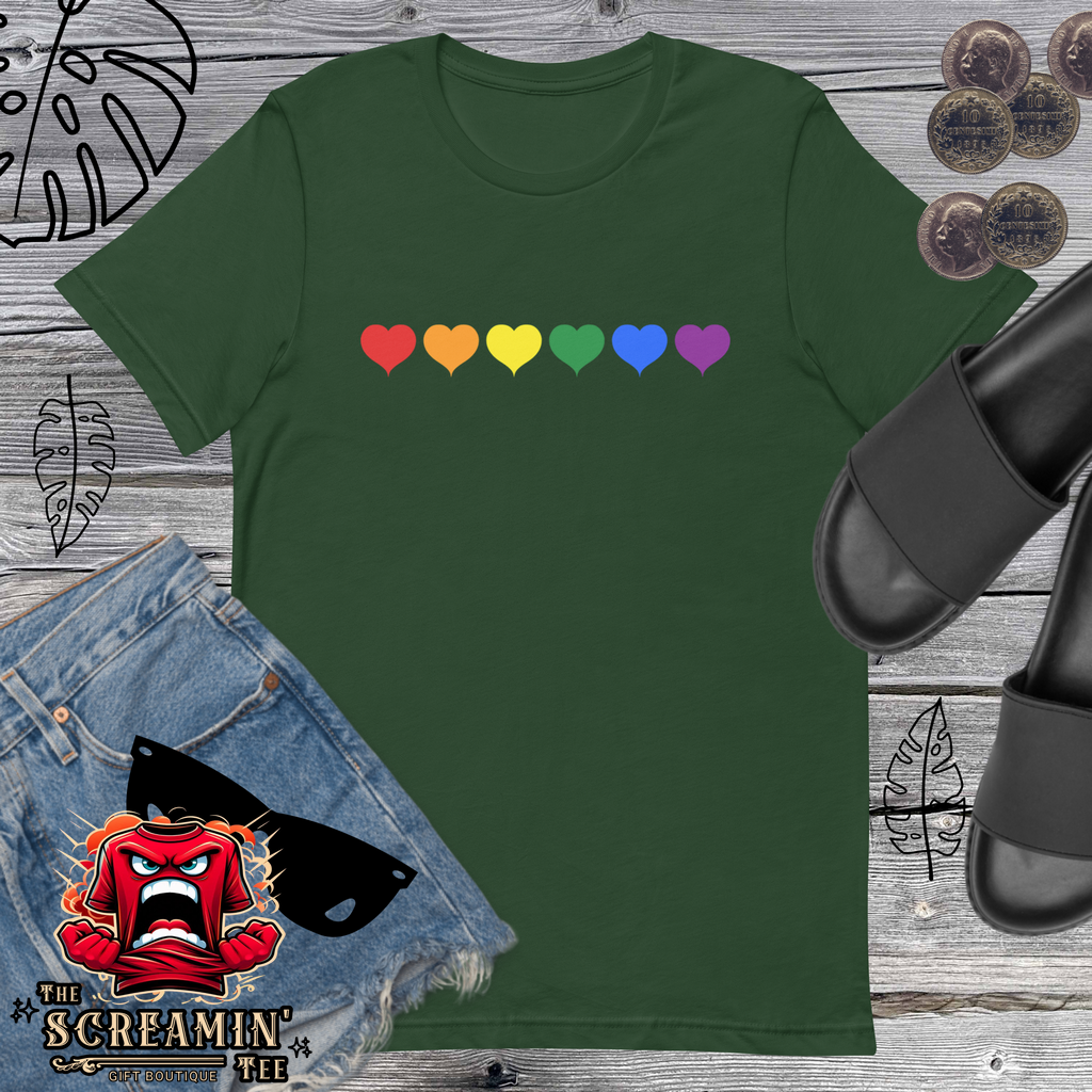 RAINBOW HEARTS UNISEX TSHIRT