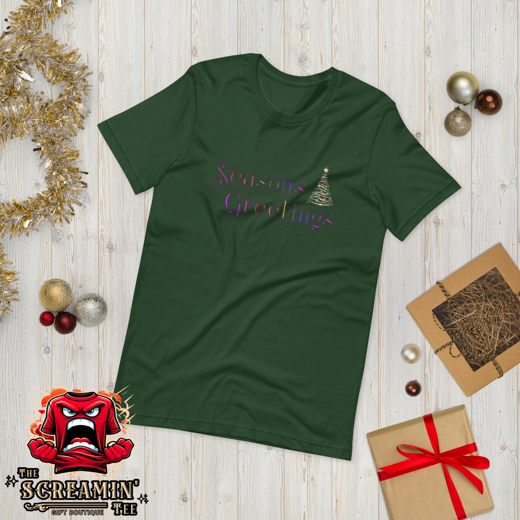 SEASONS GREETINGS UNISEX TSHIRT - FESTIVE COLORS