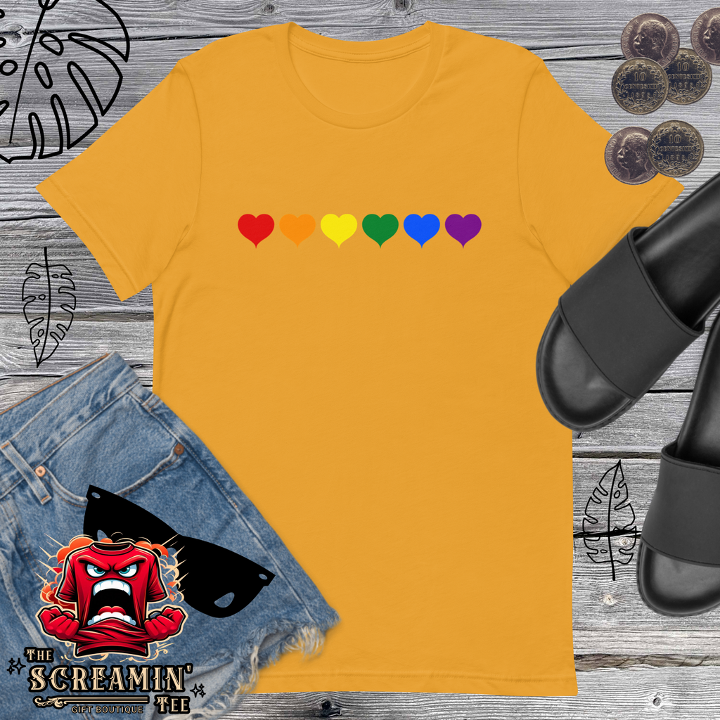 RAINBOW HEARTS UNISEX TSHIRT