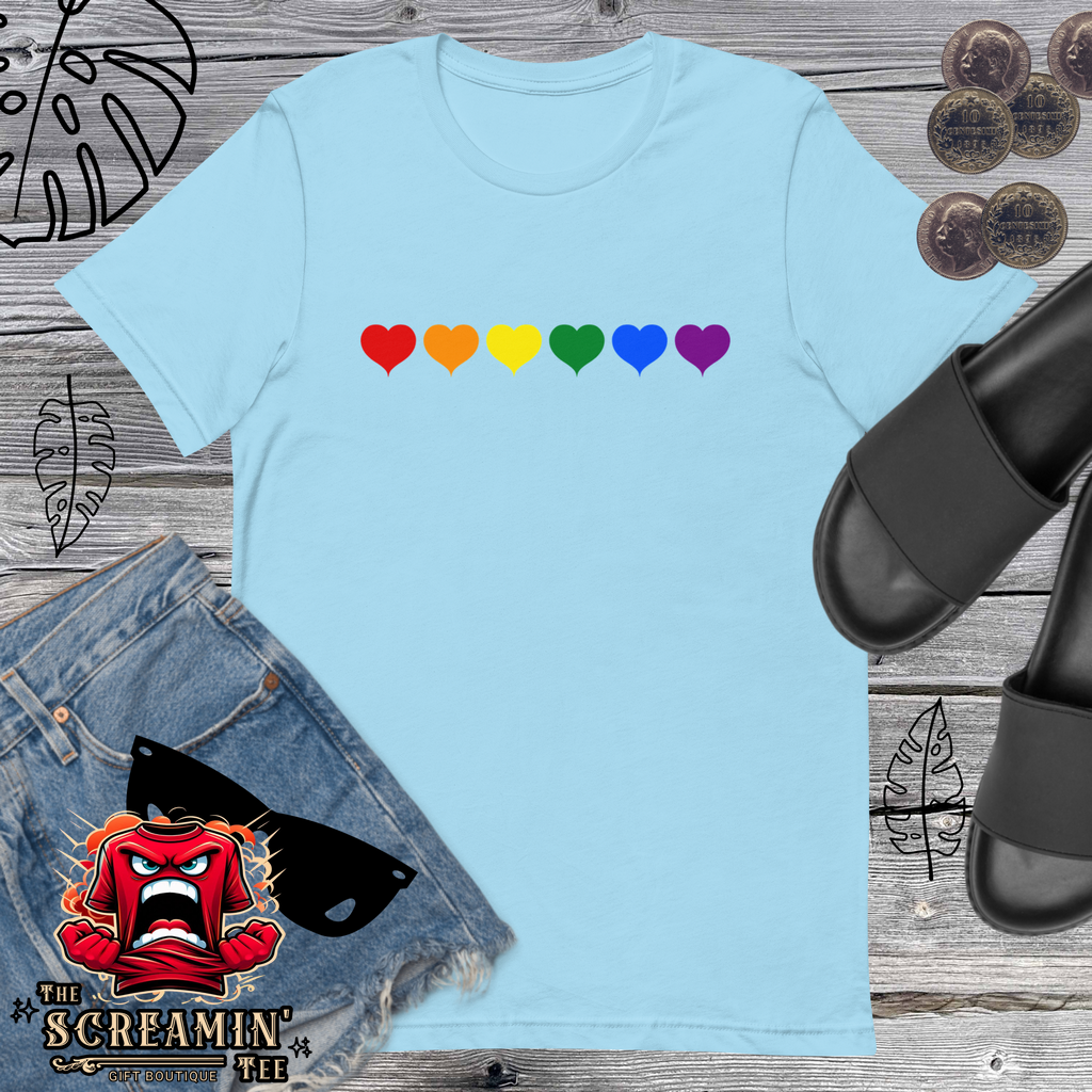 RAINBOW HEARTS UNISEX TSHIRT