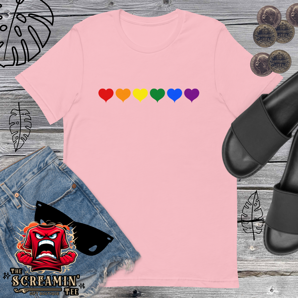 RAINBOW HEARTS UNISEX TSHIRT