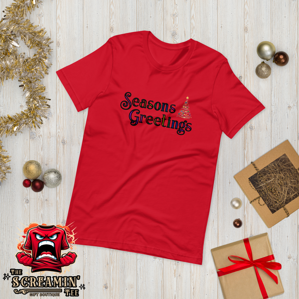 SEASONS GREETINGS UNISEX TSHIRT - FESTIVE COLORS