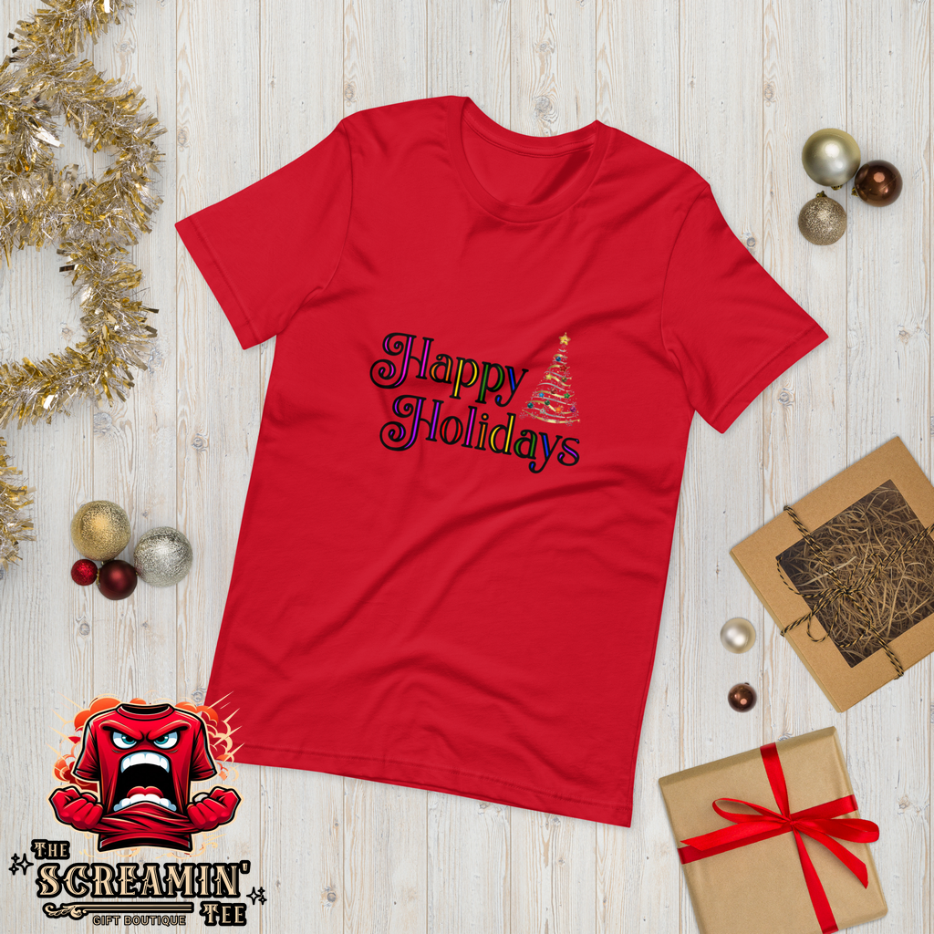 HAPPY HOLIDAYS UNISEX TSHIRT - FESTIVE COLORS