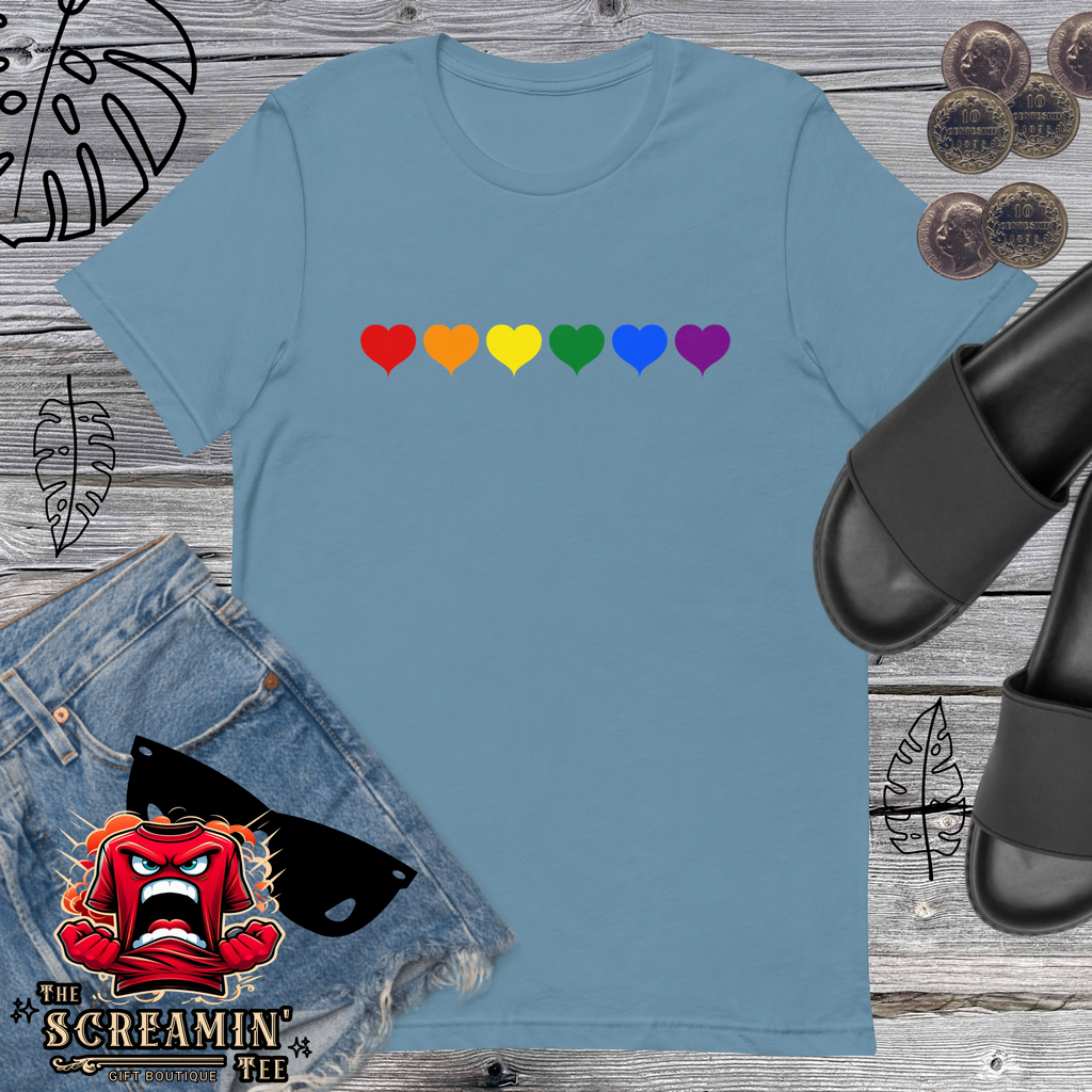 RAINBOW HEARTS UNISEX TSHIRT