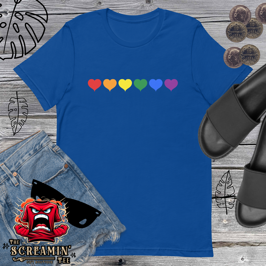 RAINBOW HEARTS UNISEX TSHIRT