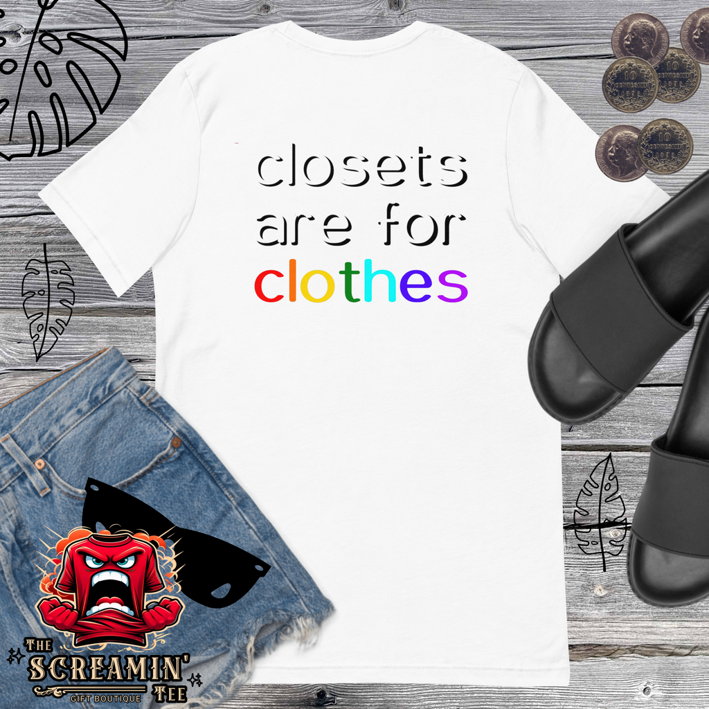 CLOSETS/CLOTHES (PINK TRIANGLE) UNISEX TSHIRT