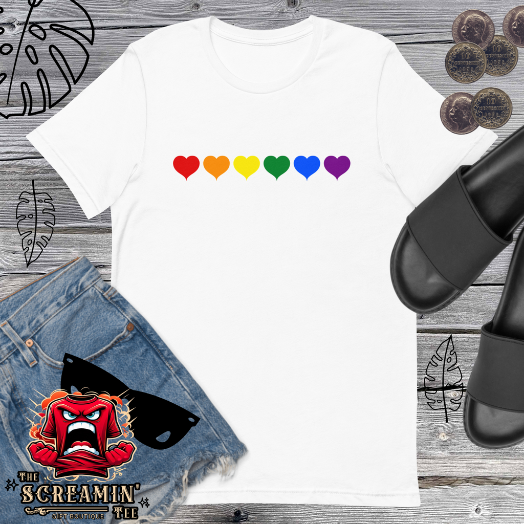 RAINBOW HEARTS UNISEX TSHIRT