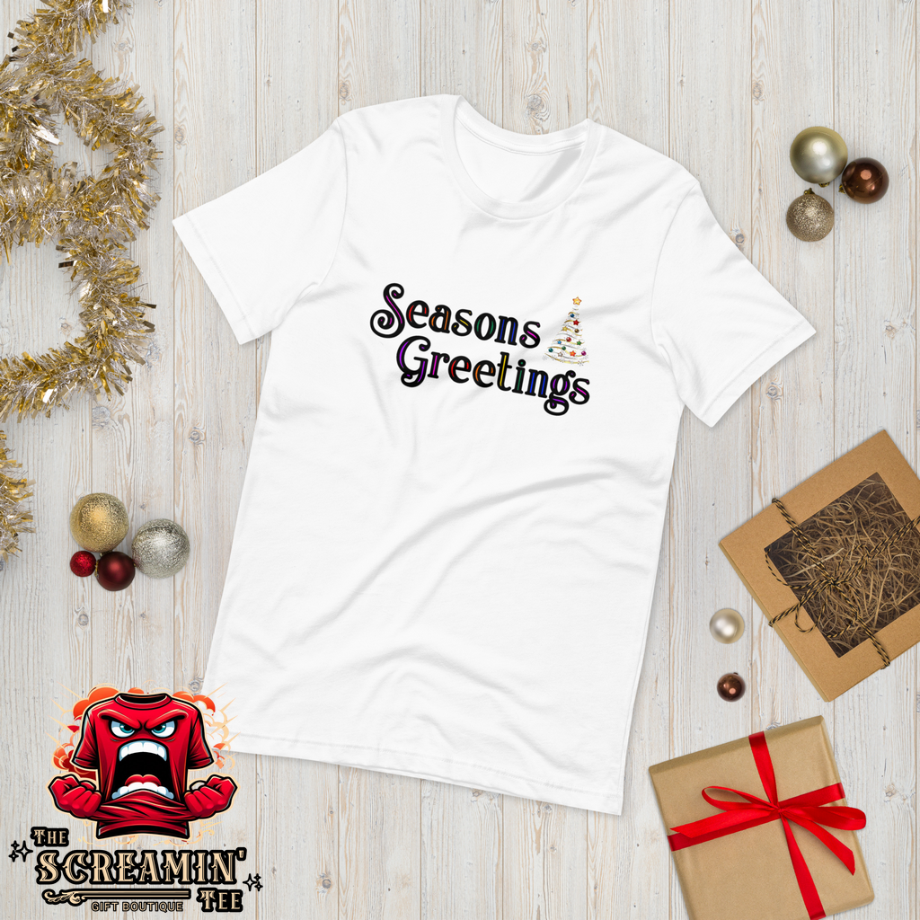 SEASONS GREETINGS UNISEX TSHIRT - FESTIVE COLORS