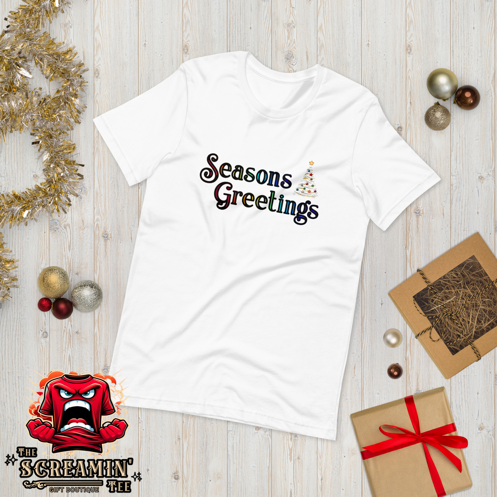 SEASONS GREETINGS UNISEX TSHIRT - RAINBOW COLORS