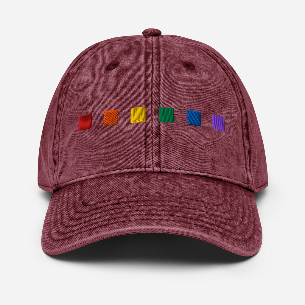 SOMBRERO VINTAGE CUADRADOS ARCOÍRIS - BORDADO MULTICOLOR