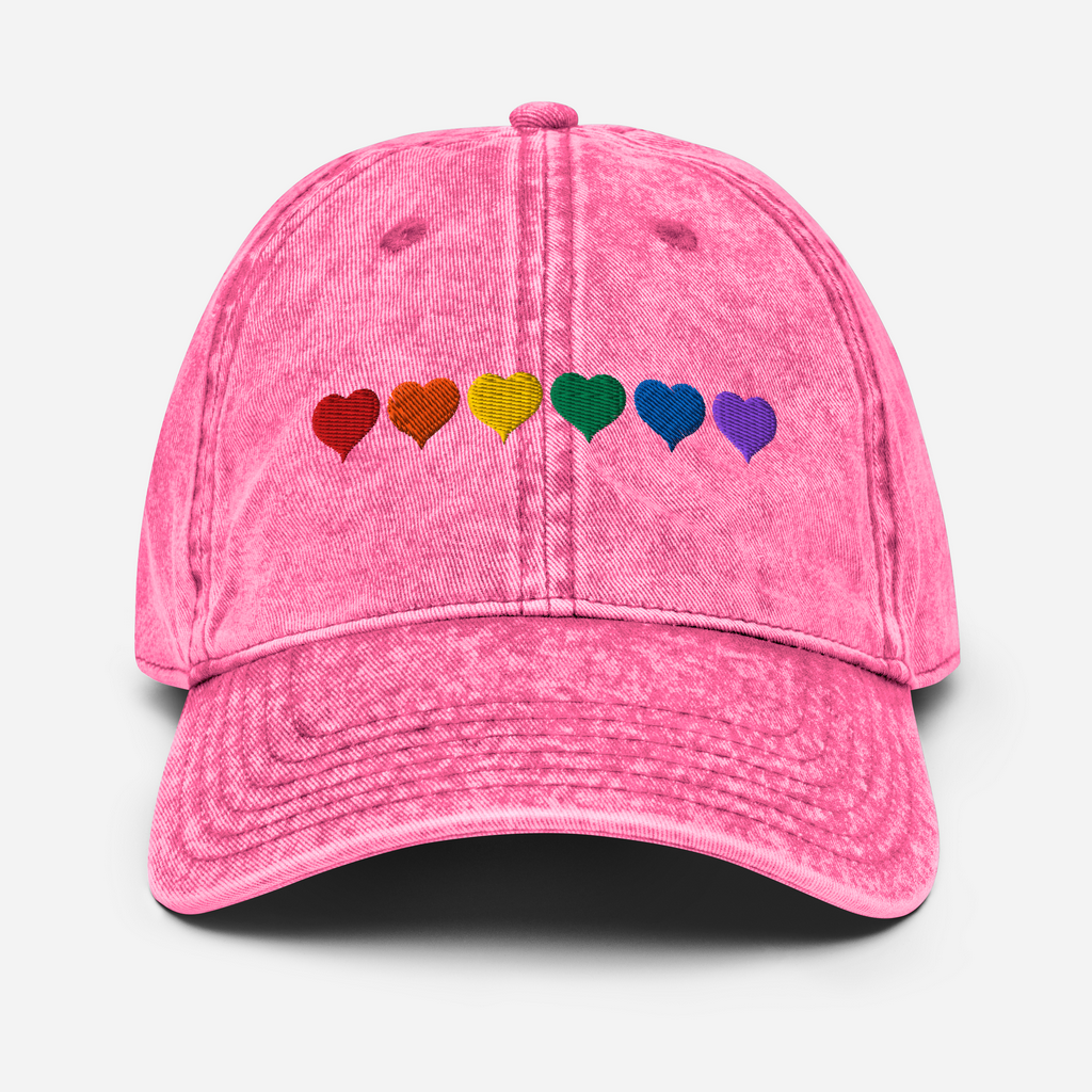 SOMBRERO VINTAGE CORAZONES ARCOÍRIS - BORDADO MULTICOLOR
