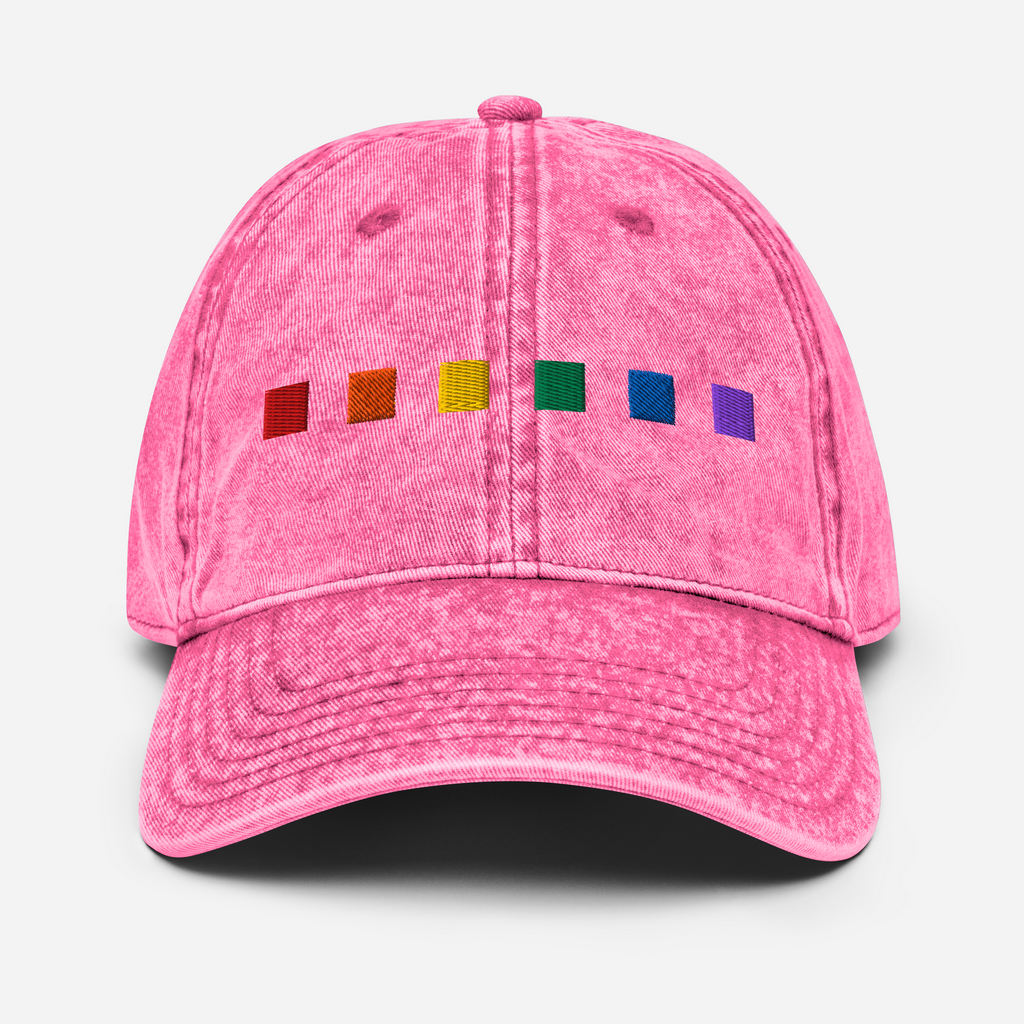SOMBRERO VINTAGE CUADRADOS ARCOÍRIS - BORDADO MULTICOLOR