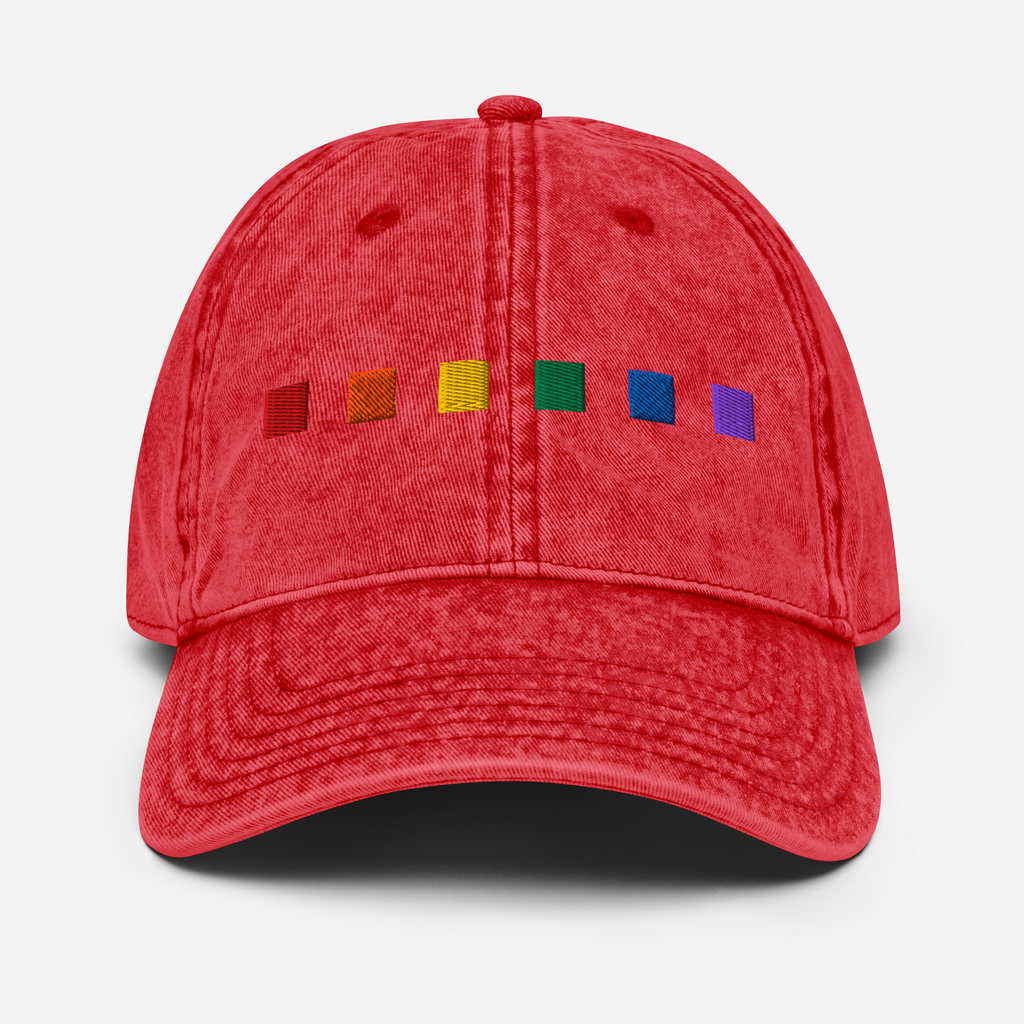 SOMBRERO VINTAGE CUADRADOS ARCOÍRIS - BORDADO MULTICOLOR