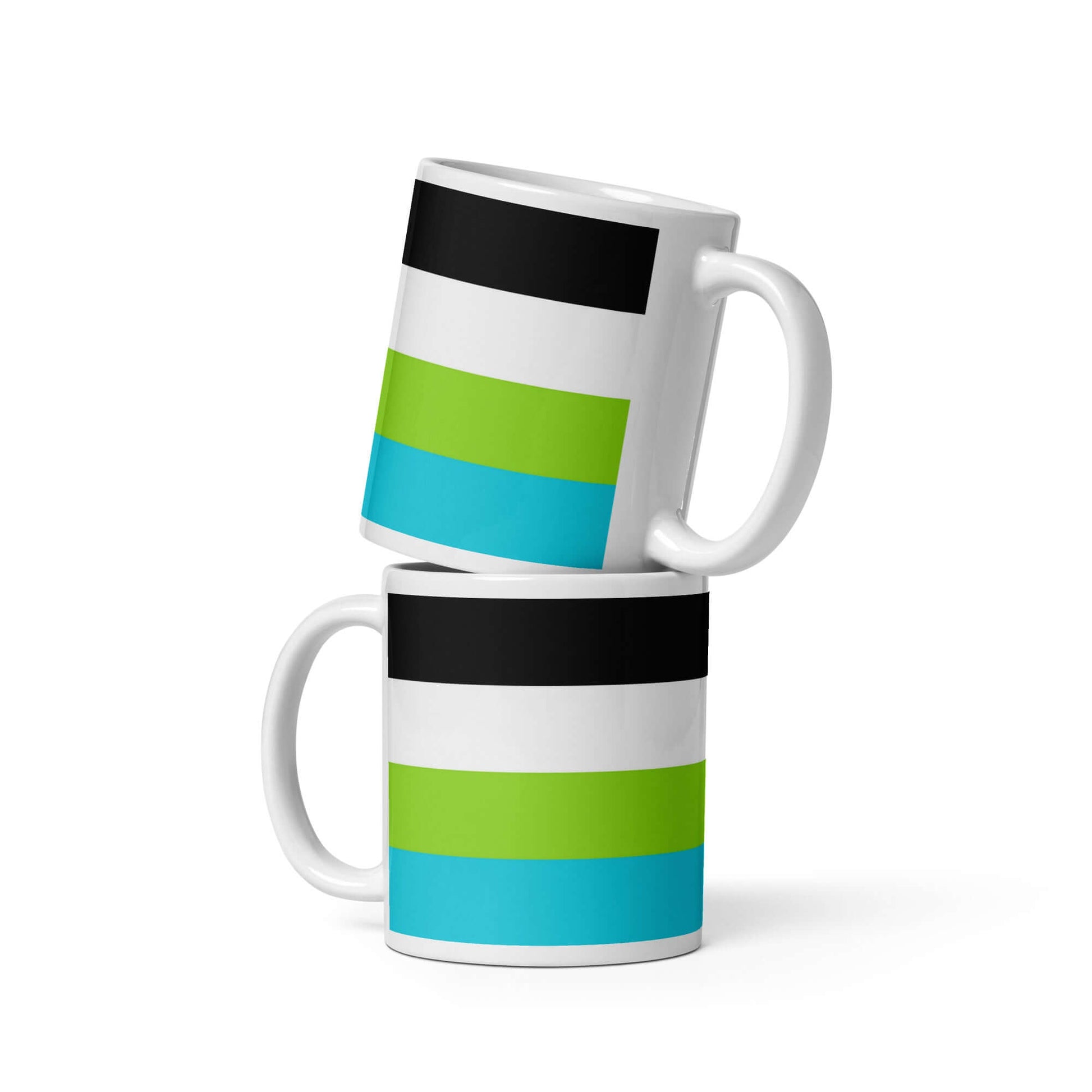 Quoisexual Pride Mug stacked showing vibrant colors and unique design for coffee or tea lovers.
