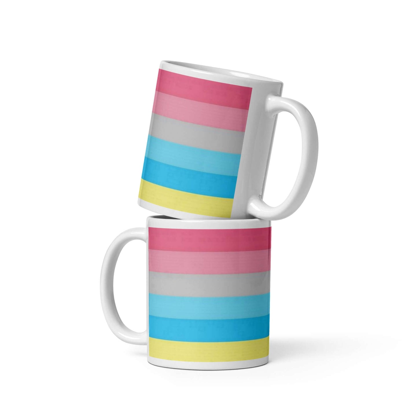 Genderflux Pride Mug with colorful striped design, perfect for coffee or tea, dishwasher and microwave safe.