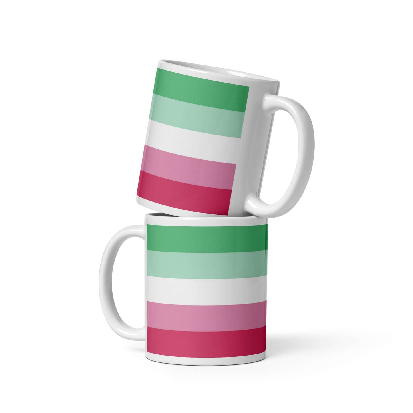 Abrosexual Pride Mug featuring colorful stripes, perfect for your morning coffee or evening tea.