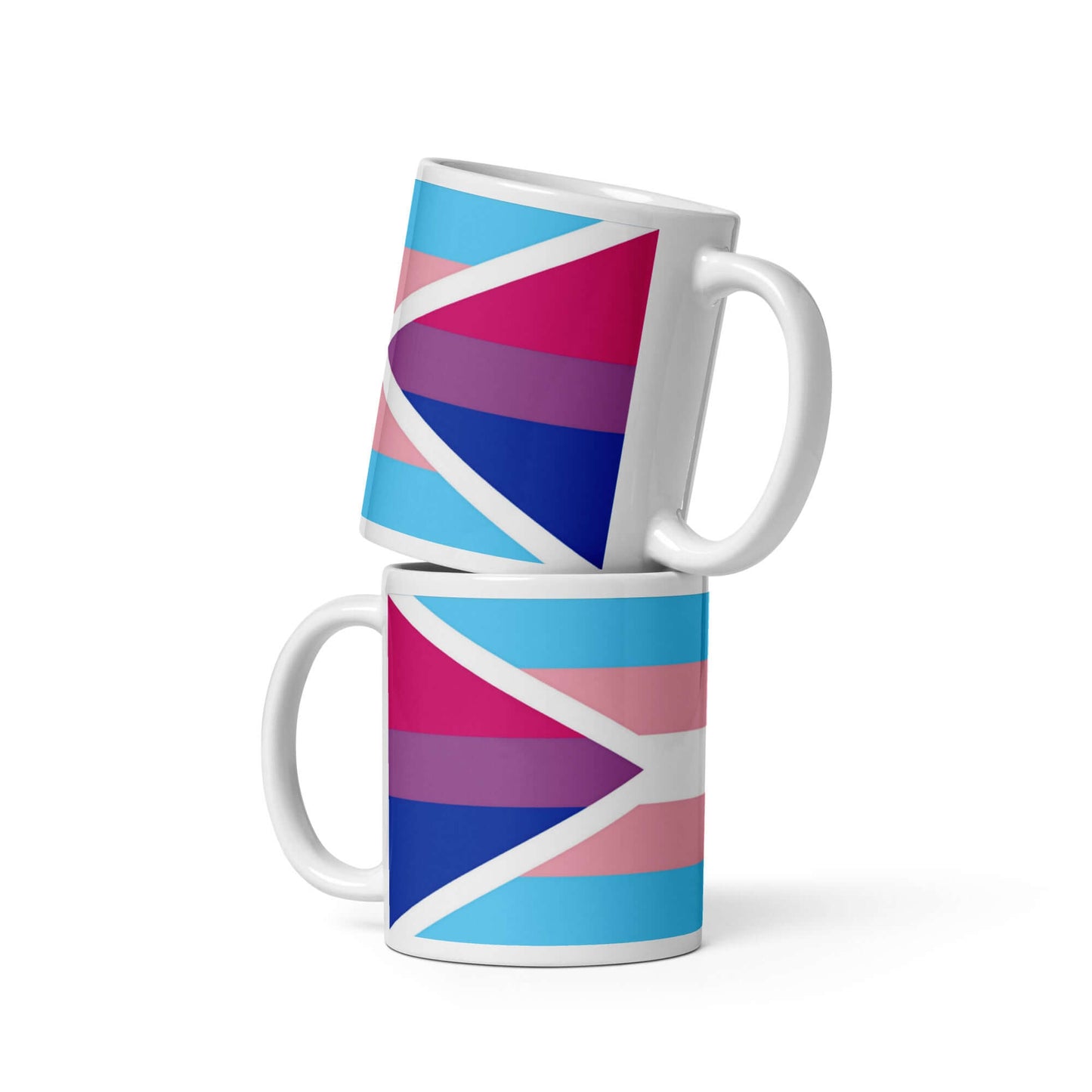 Transgender Bisexual II Pride Mug featuring vibrant colors in a stacked design.