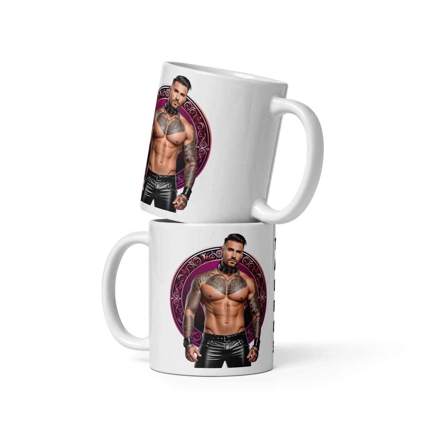 Haus Of Zodiac Mug | Leatherman Bronson (Taurus) featuring a muscular man with tattoos and a vivid design.