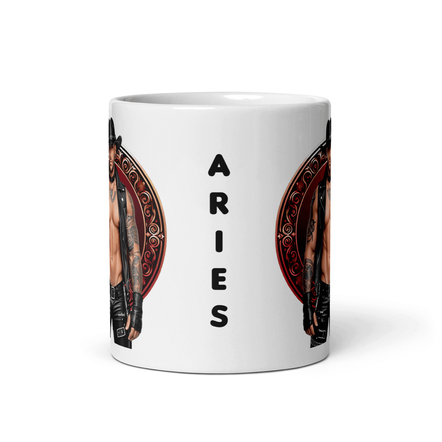Haus Of Zodiac Mug | Leatherman Blaze (Aries) with a bold Aries design and vibrant colors.
