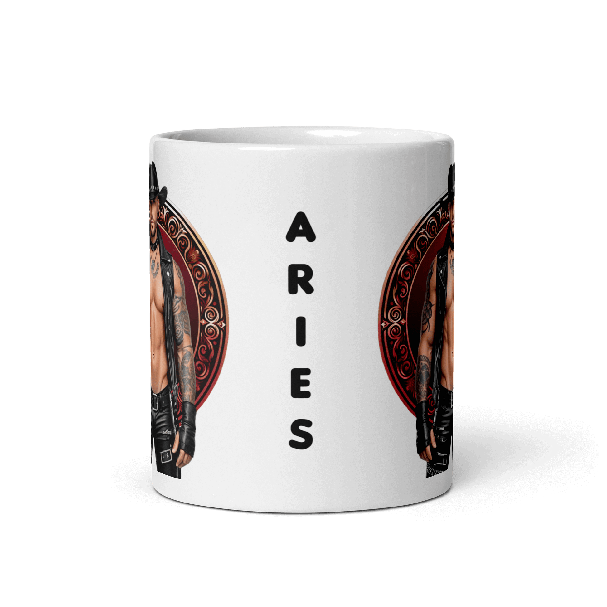 Haus Of Zodiac Mug | Leatherman Blaze (Aries) with a bold Aries design and vibrant colors.
