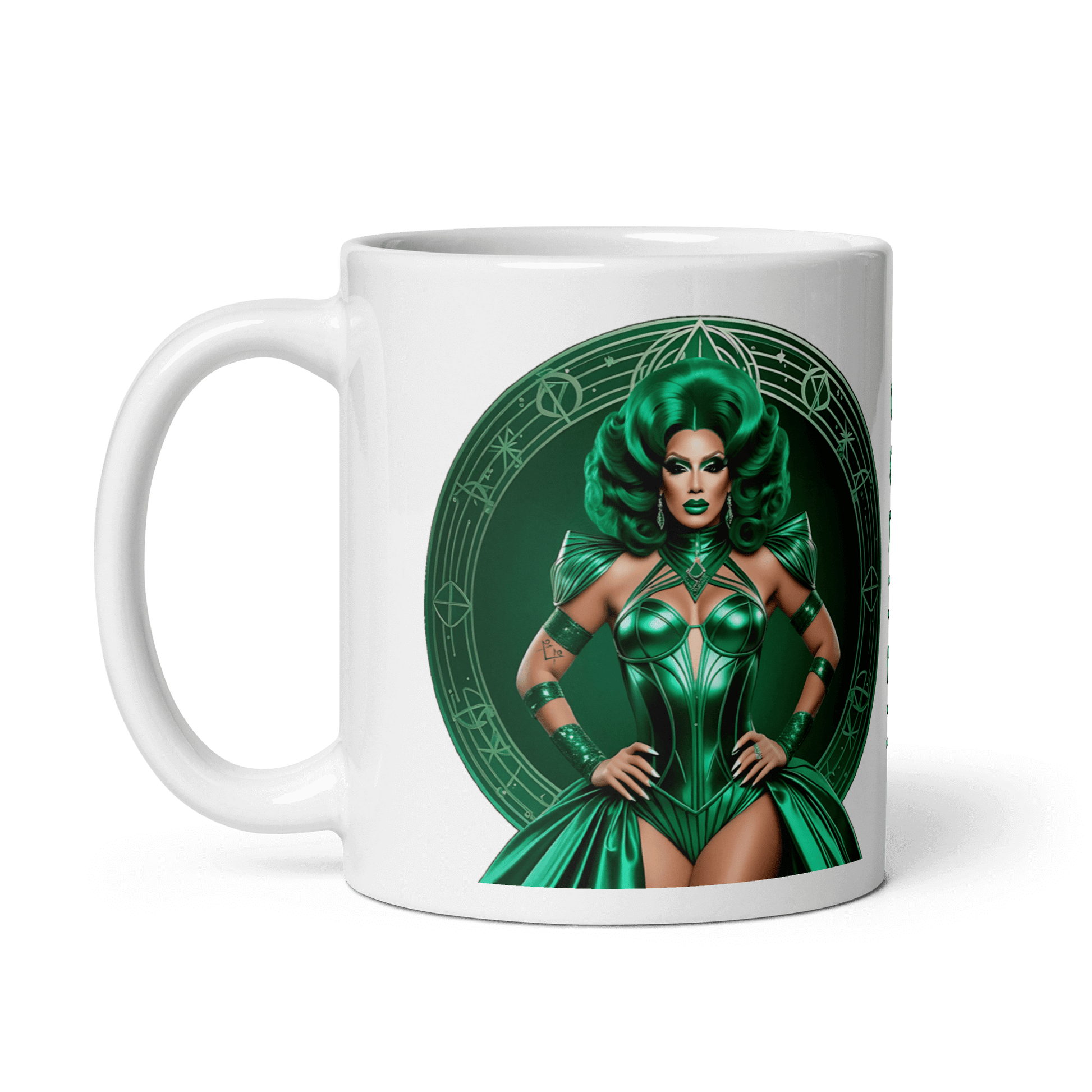 Haus Of Zodiac Mug | Duality Diva (Gemini) featuring a stunning green diva design.