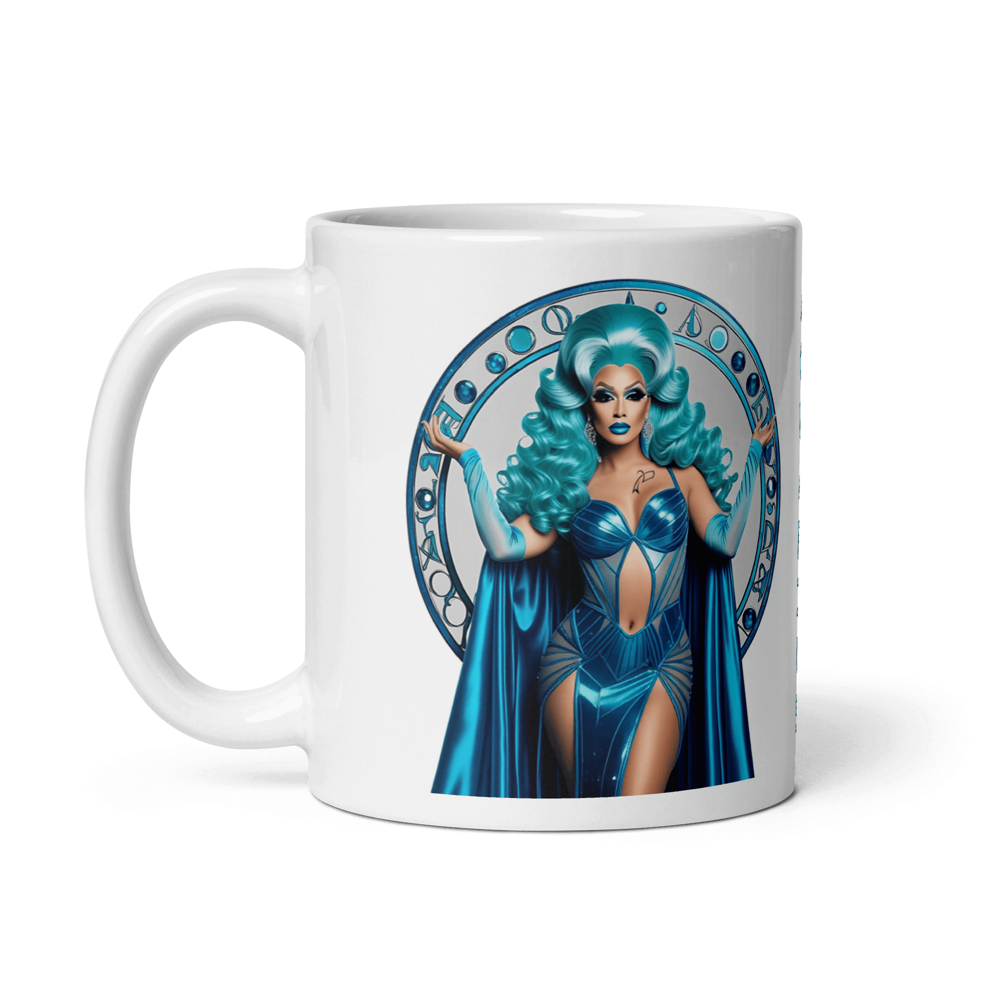 Haus Of Zodiac Mug | Aqua D'Aura (Aquarius) featuring a vibrant design with a glamorous character.