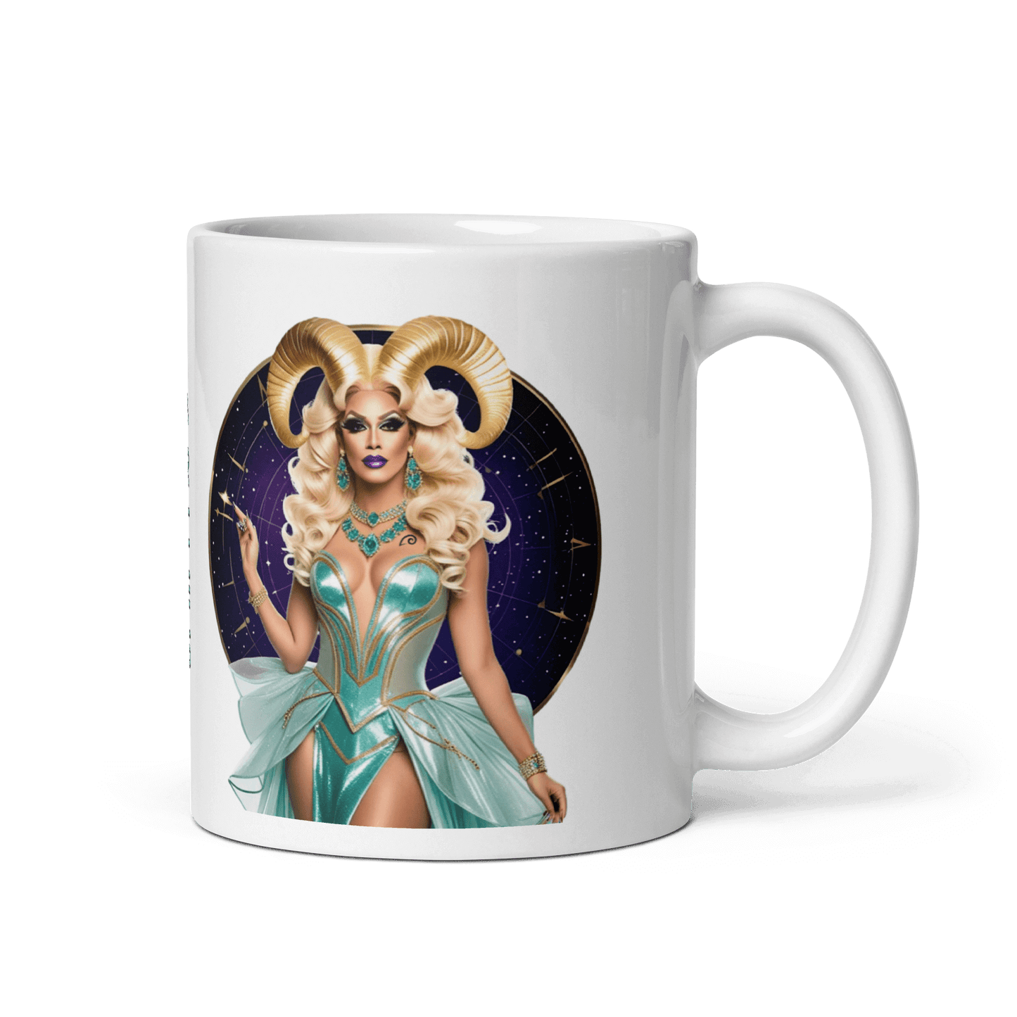 Haus Of Zodiac Mug | Ram-Pagous (Aries) featuring an artistic design of a glamorous character.