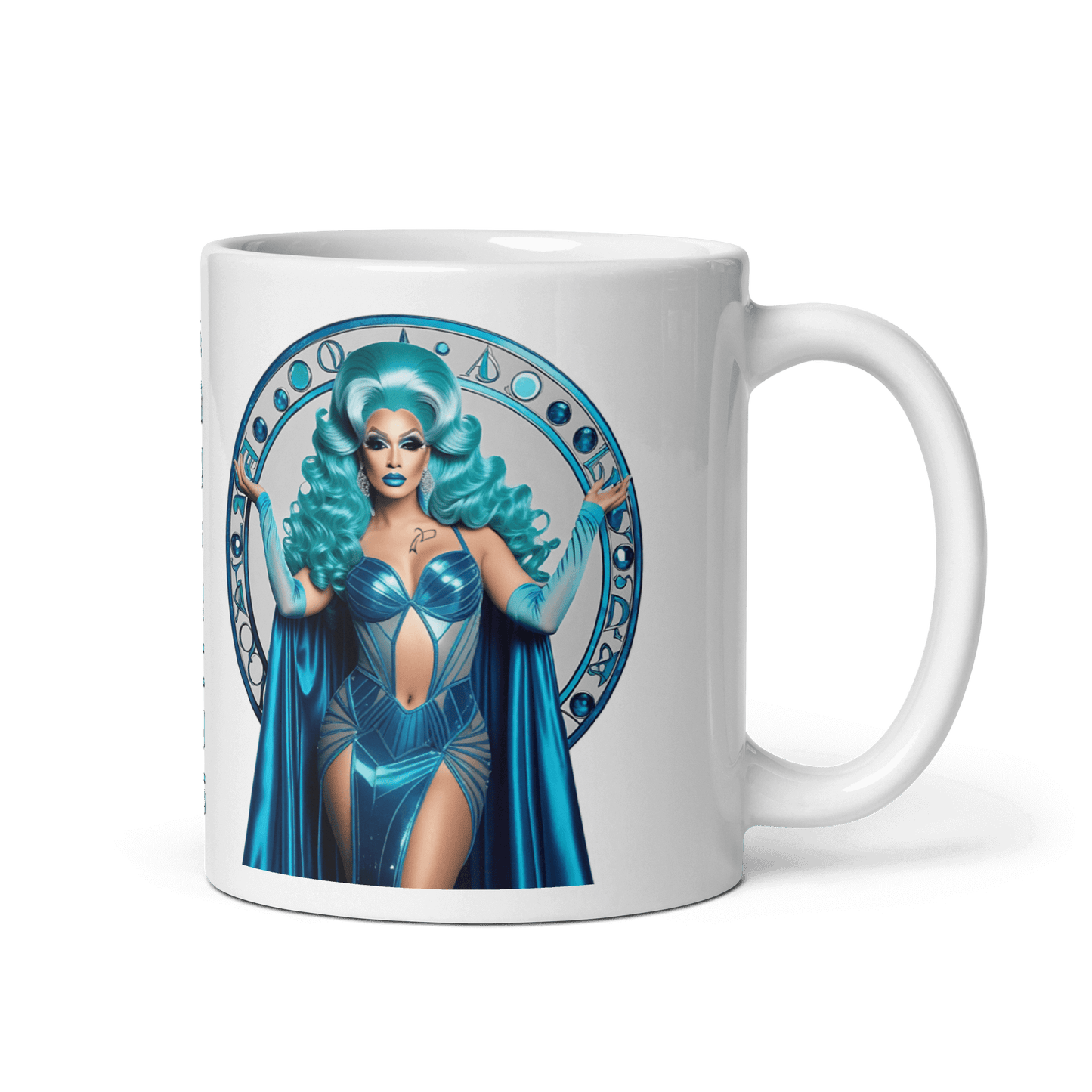 Haus Of Zodiac Mug | Aqua D'Aura (Aquarius) featuring a stunning aqua blue design and a bold artistic print.