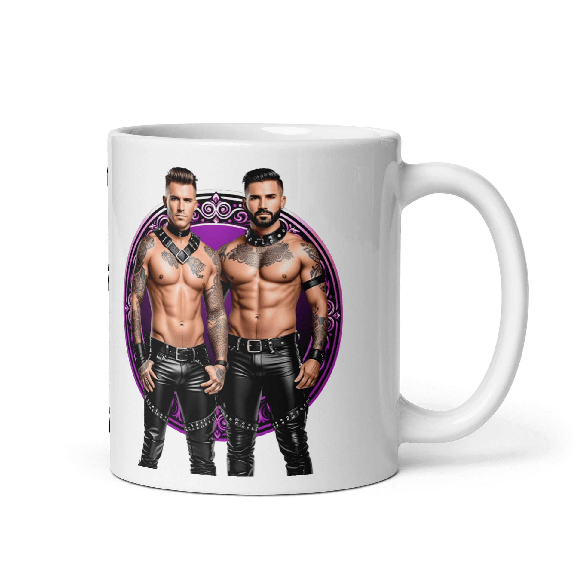 Haus Of Zodiac Mug | Leathermen Indigo & Koi (Pisces) featuring two tattooed models in a vibrant design.