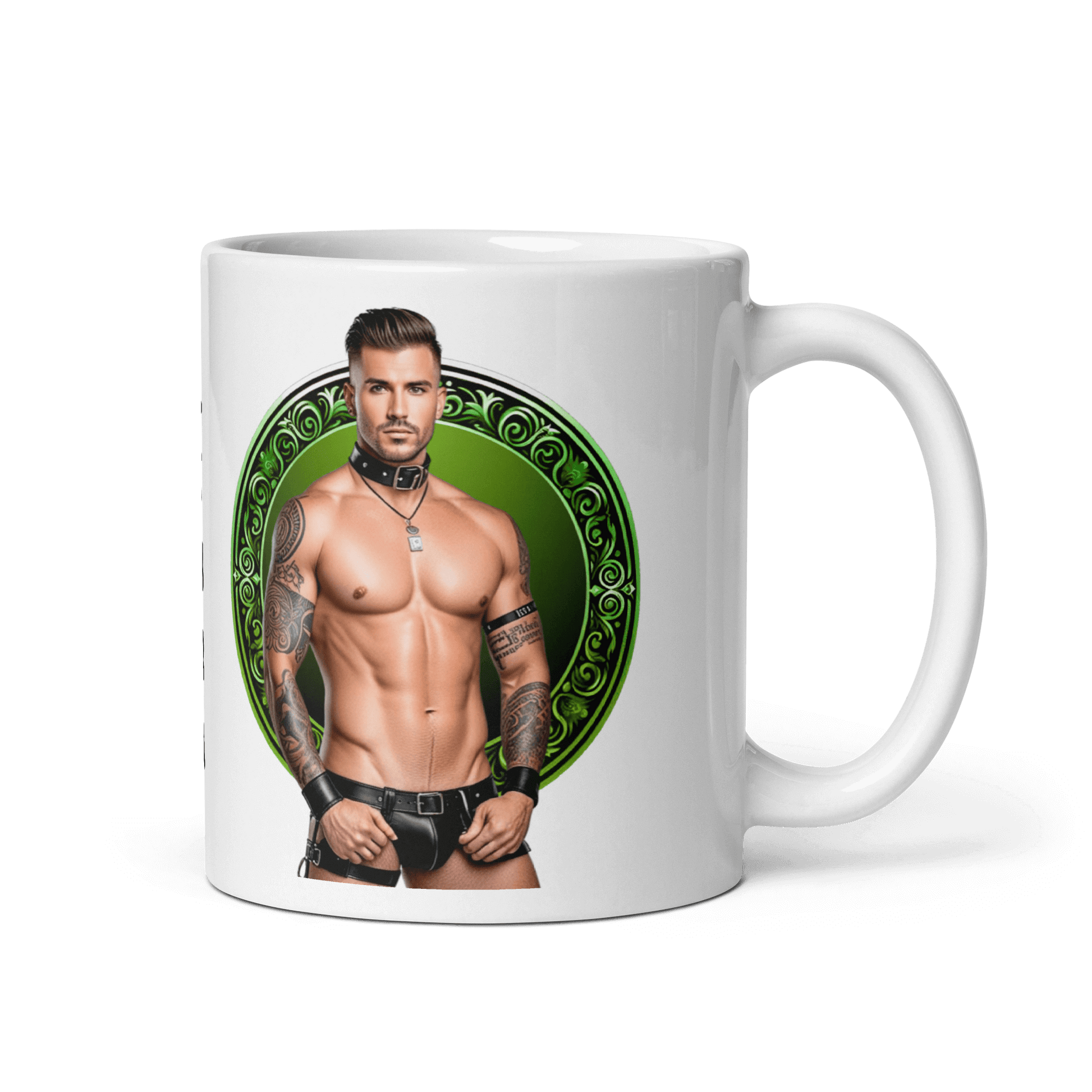 Haus Of Zodiac Mug | Leatherman Pierce (Libra) featuring a glossy design with a male model.