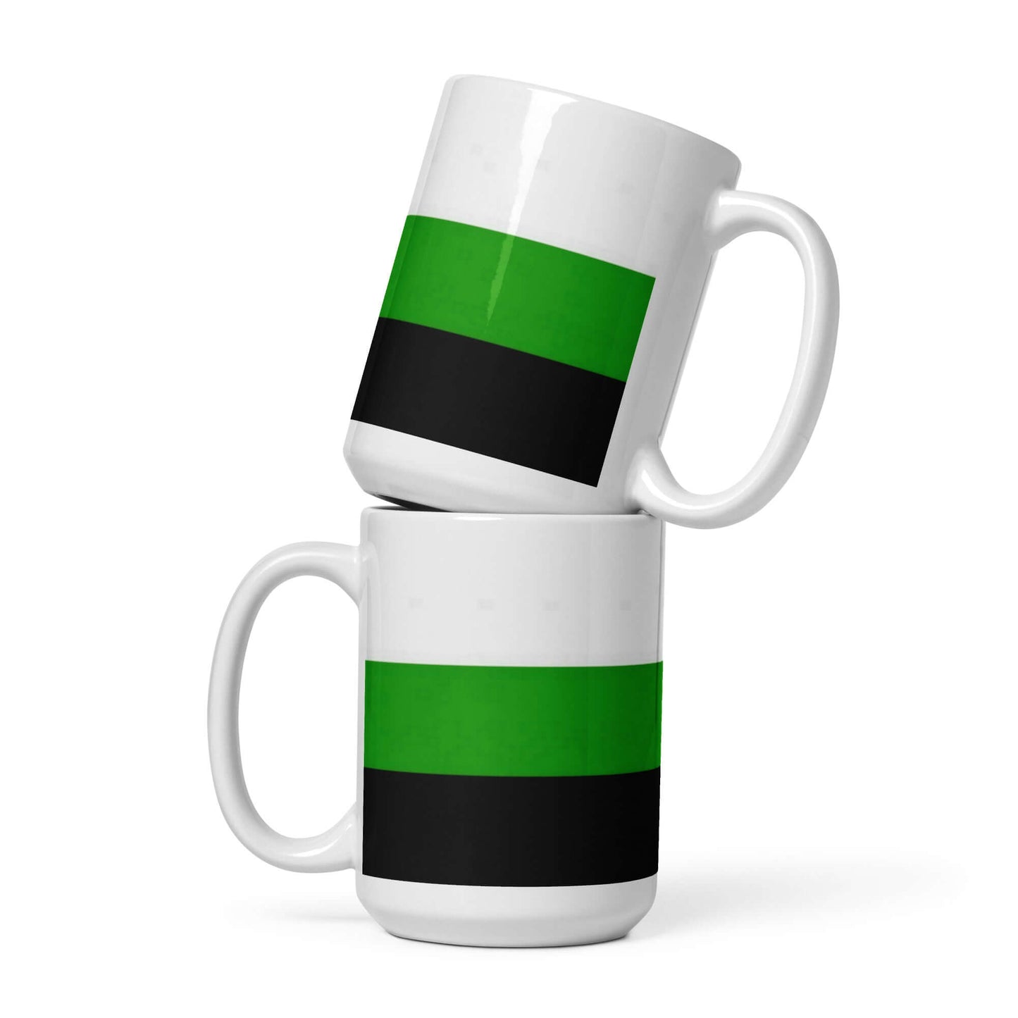 Neutrois Pride Mug featuring a design in green and black on glossy ceramic mugs, perfect for coffee or tea.