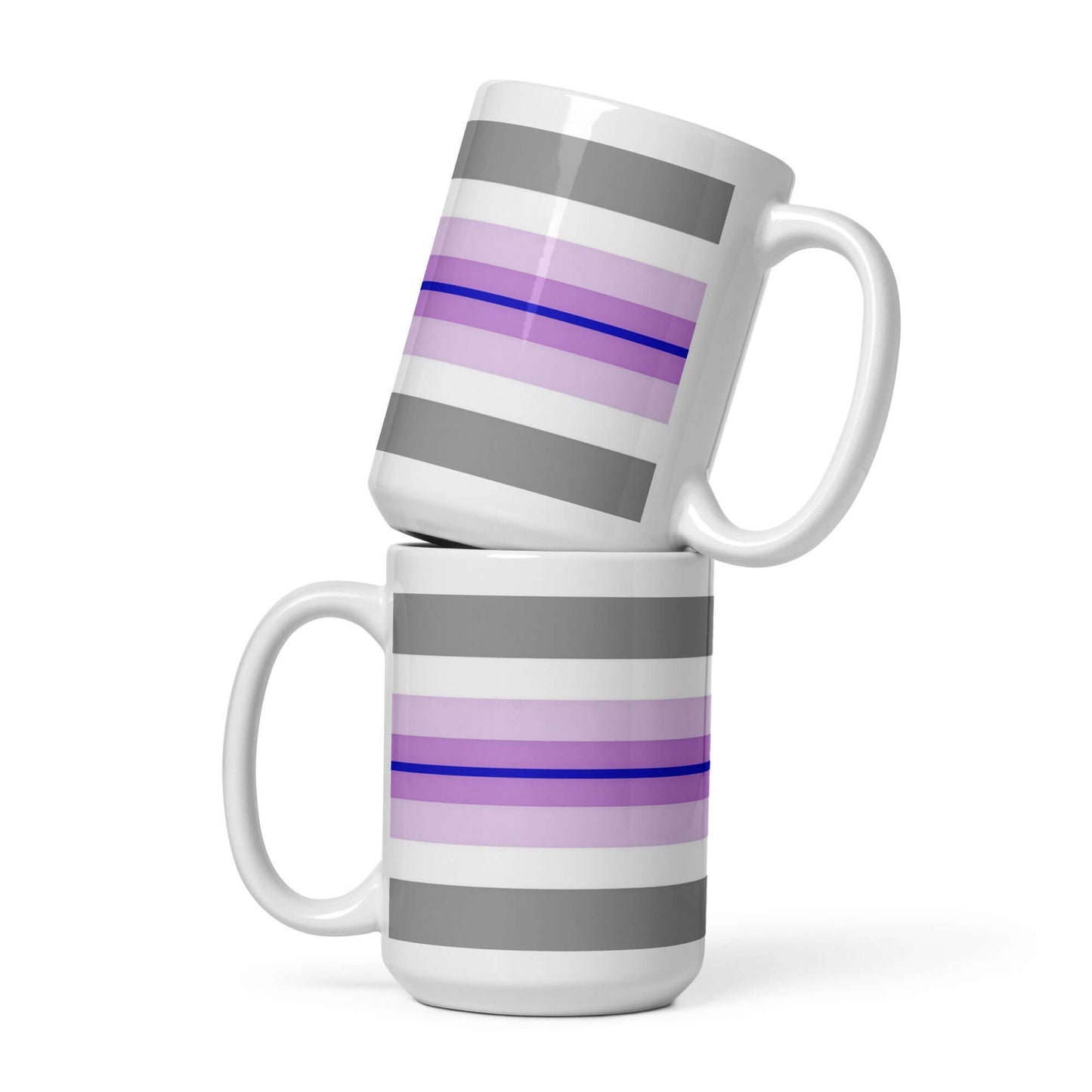Paraboy Pride Mug in stacked position, featuring a glossy finish and vivid striped design.