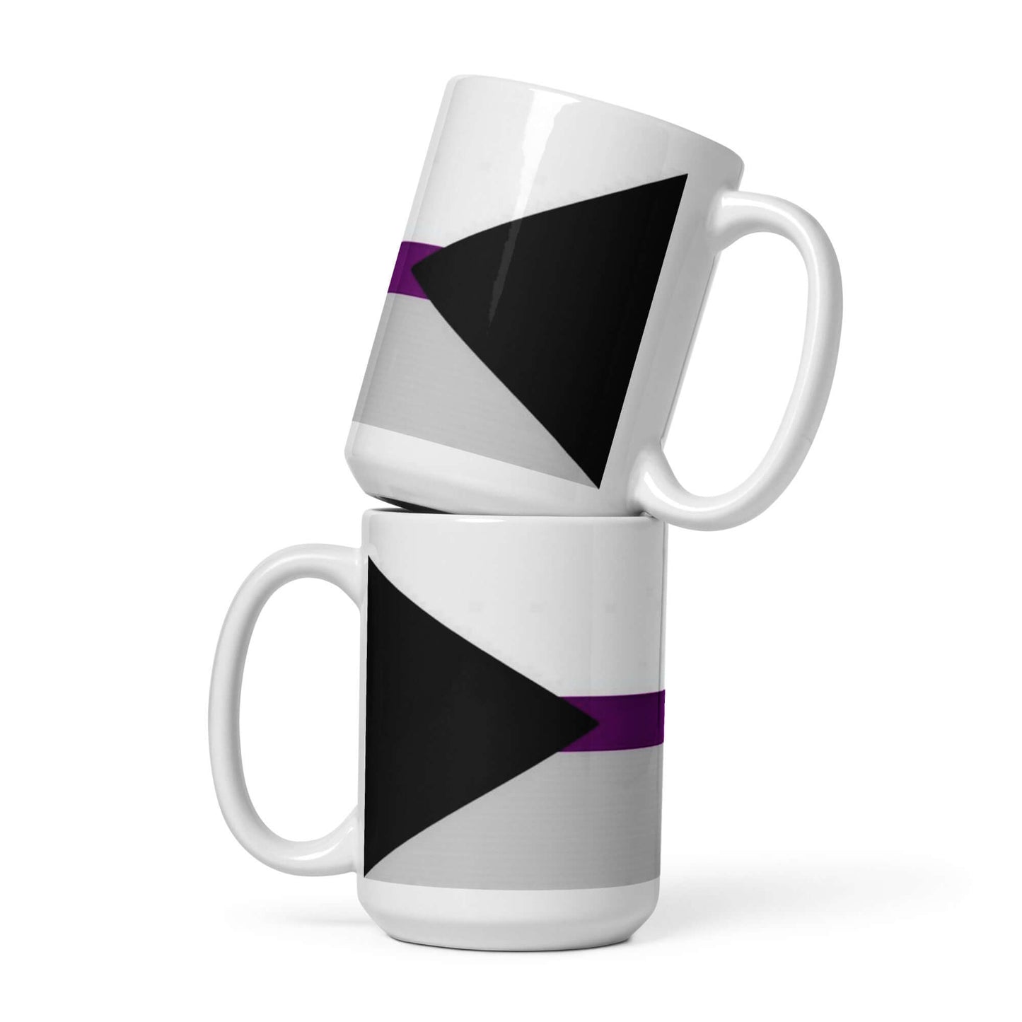 Demisexual Pride Mug design featuring black and purple accents on a glossy white ceramic surface.