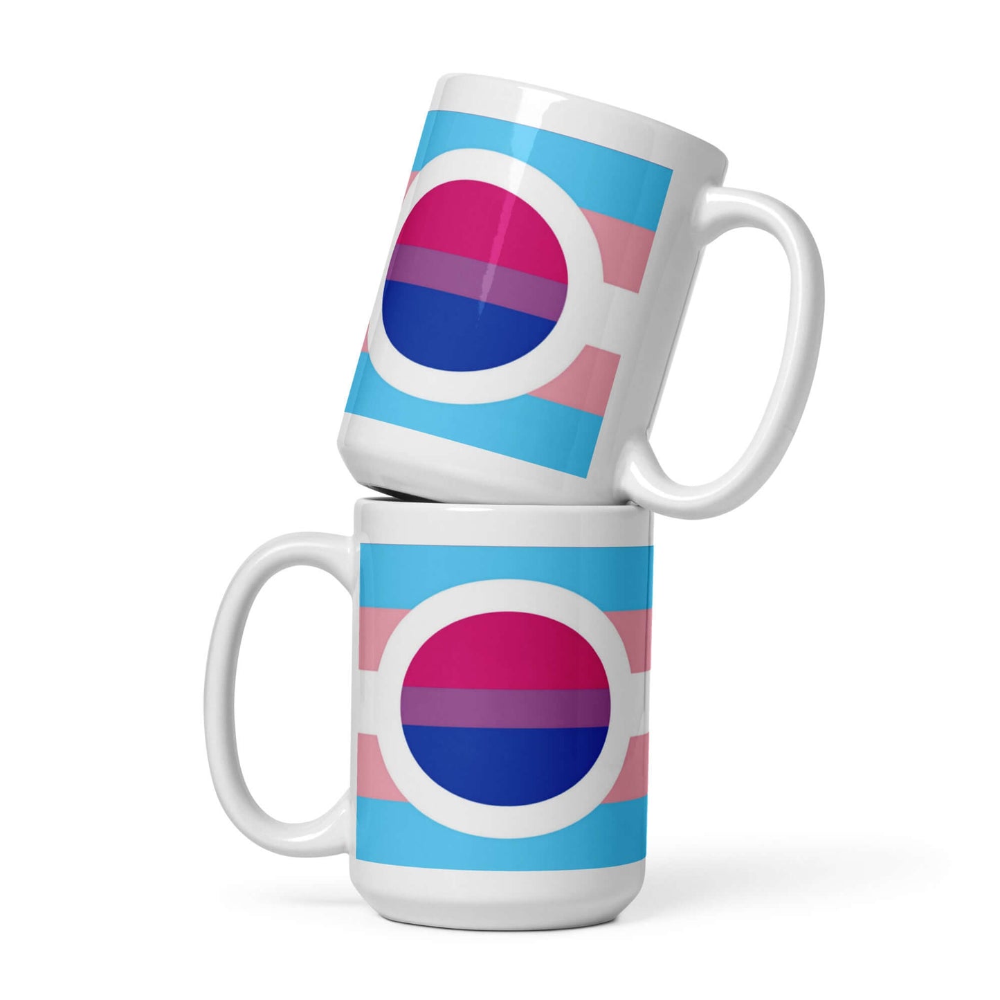 Transgender Bisexual I Pride Mug featuring vibrant colors and design, perfect for coffee or tea.