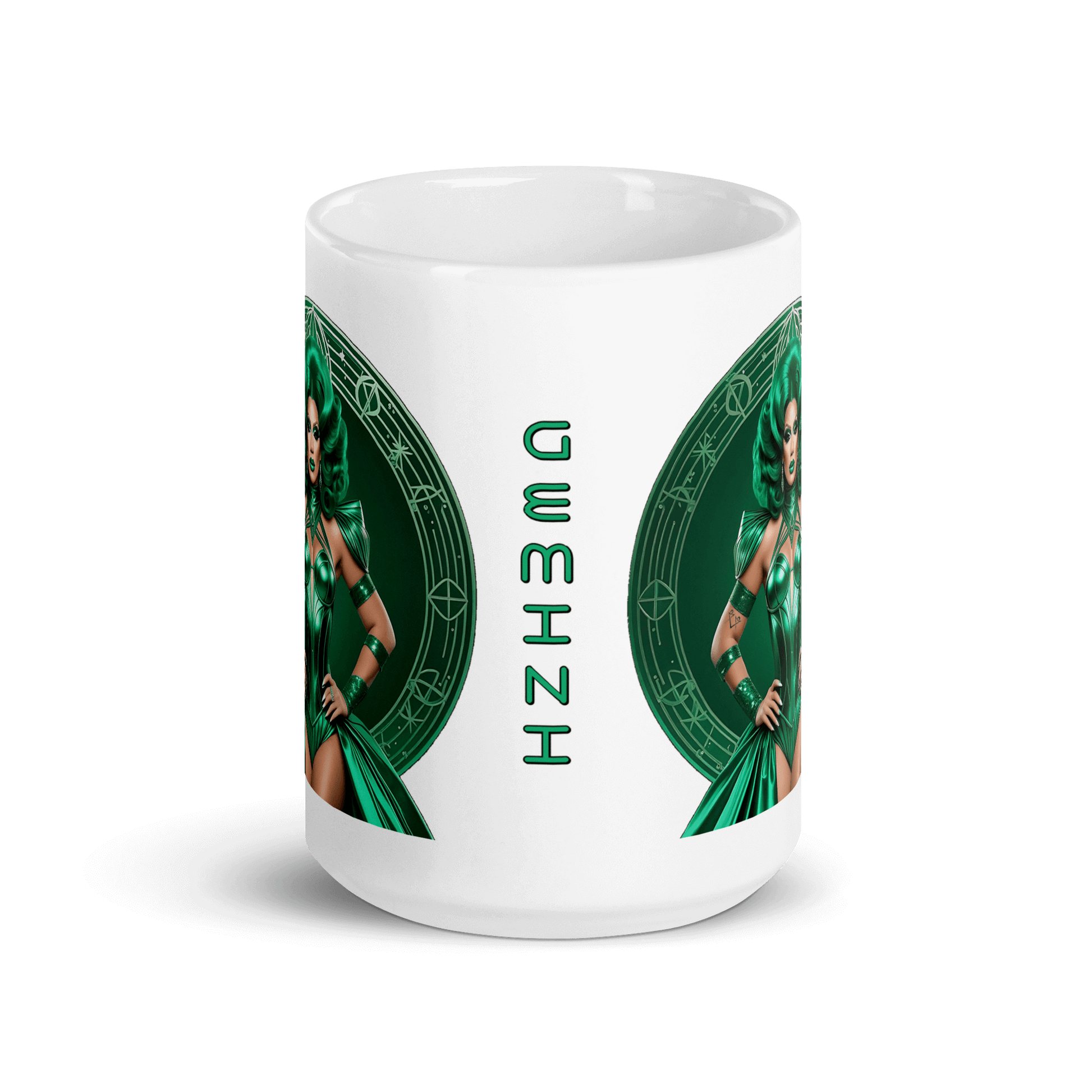 Haus Of Zodiac Mug | Duality Diva (Gemini) featuring vibrant green design and Gemini symbol.