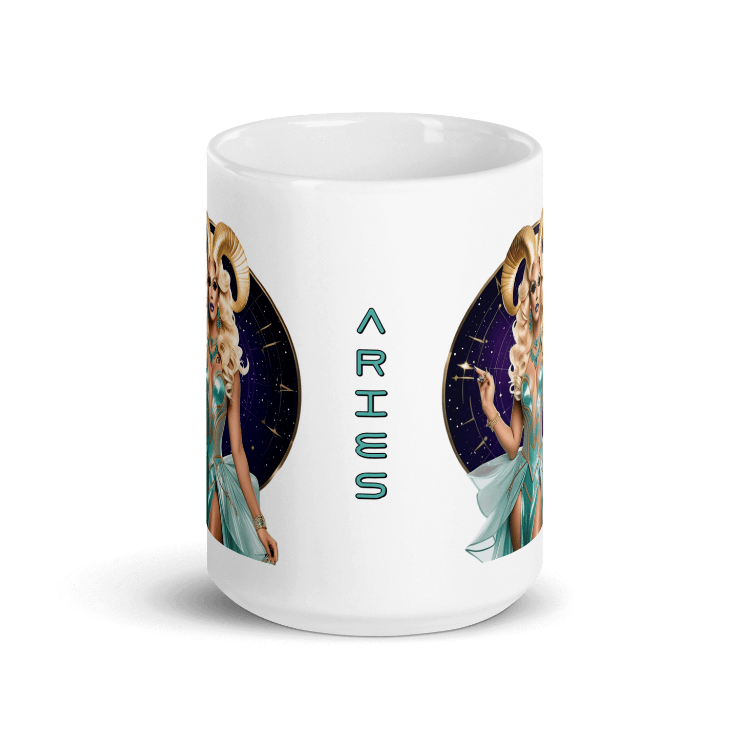Haus Of Zodiac Mug | Ram-Pagous (Aries) featuring an illustrated Aries design with vivid colors.