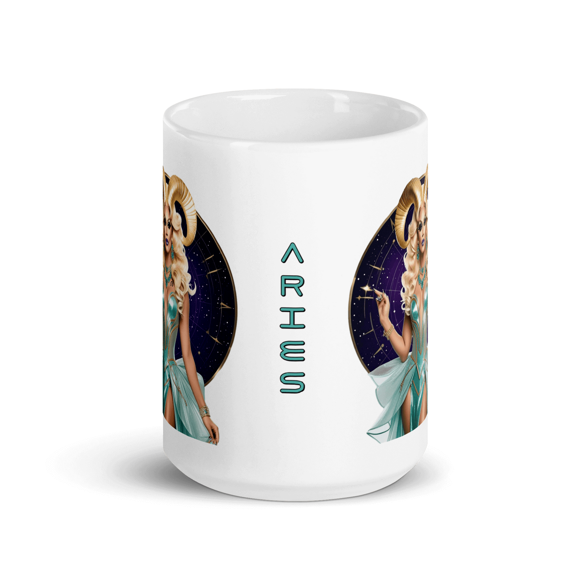 Haus Of Zodiac Mug | Ram-Pagous (Aries) featuring an illustrated Aries design with vivid colors.