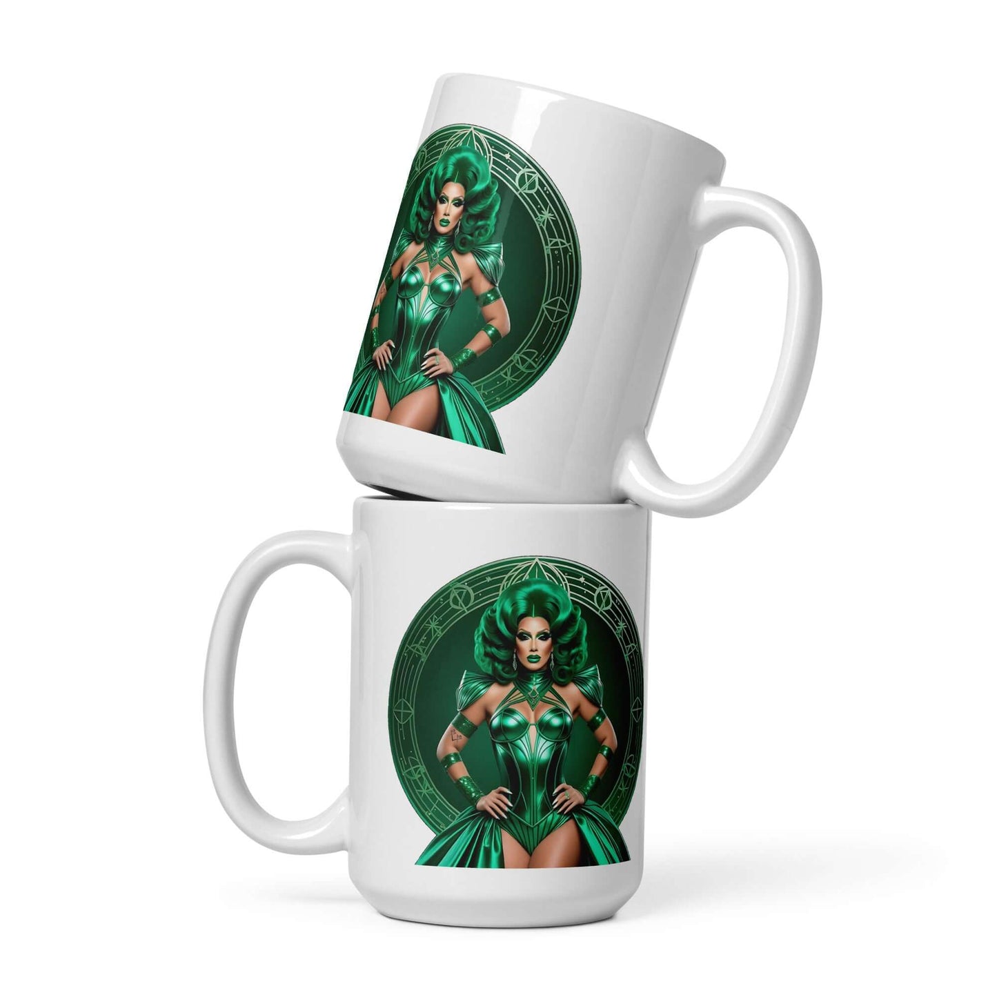 Haus Of Zodiac Mug | Duality Diva (Gemini) featuring vibrant green design and sturdy ceramic construction.
