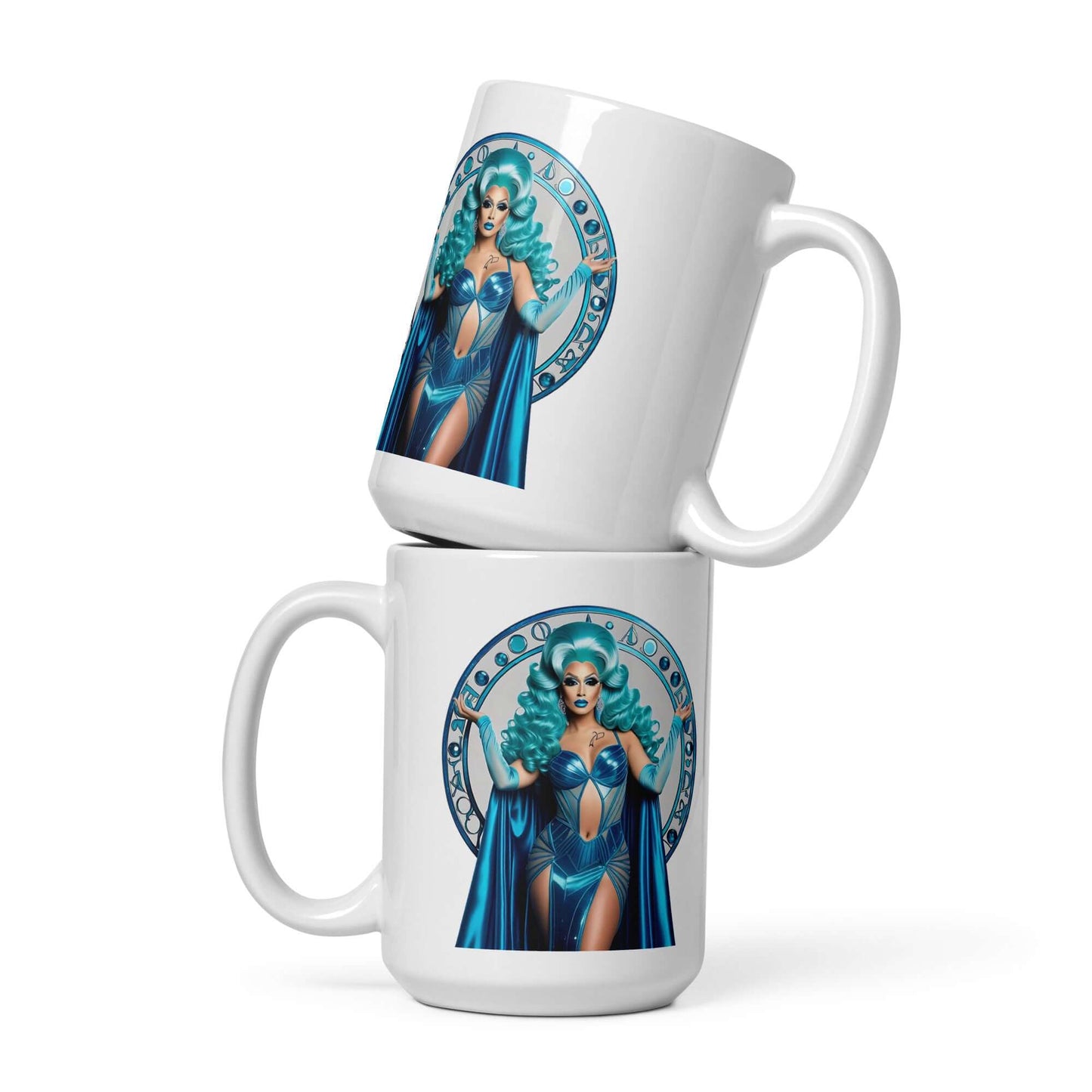 Haus Of Zodiac Mug | Aqua D'Aura (Aquarius) design featuring an artistic portrayal of the zodiac sign.