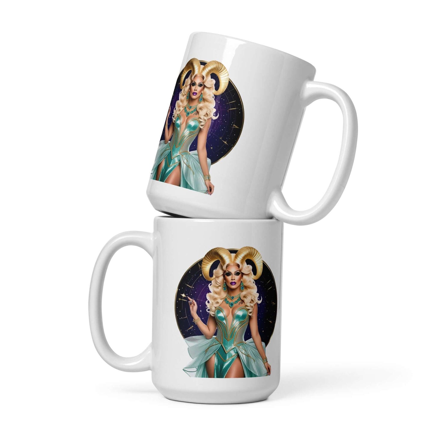 Haus Of Zodiac Mug | Ram-Pagous (Aries) featuring a stunning design with a glamorous character and astrological theme.