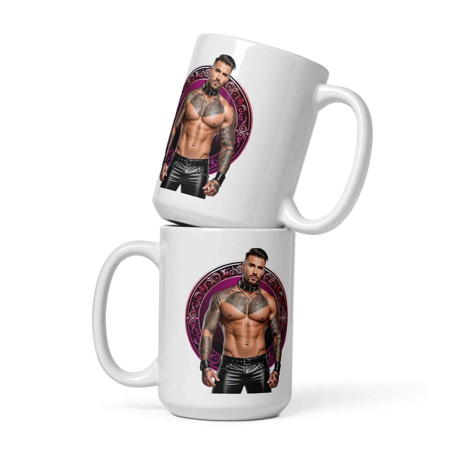 Haus Of Zodiac Mug | Leatherman Bronson (Taurus) design featuring a muscular man with tattoos.