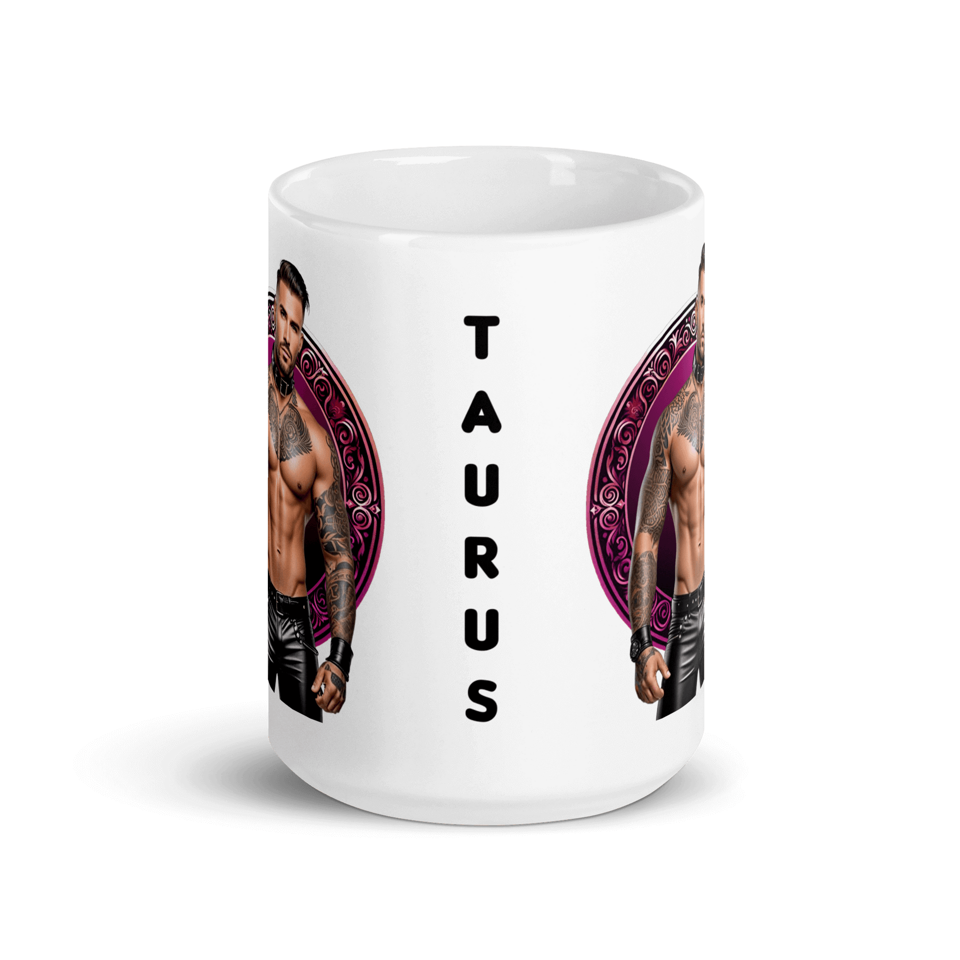 Haus Of Zodiac Mug | Leatherman Bronson (Taurus) featuring a bold Taurus graphic and vivid design.