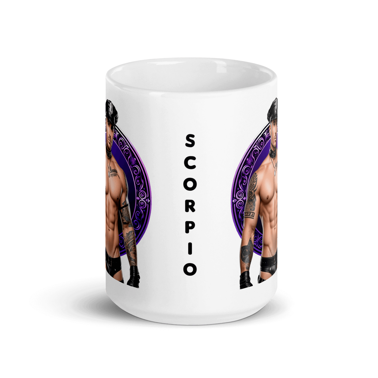 Haus Of Zodiac Mug | Leatherman Kane (Scorpio) featuring Scorpio design and muscular figure.