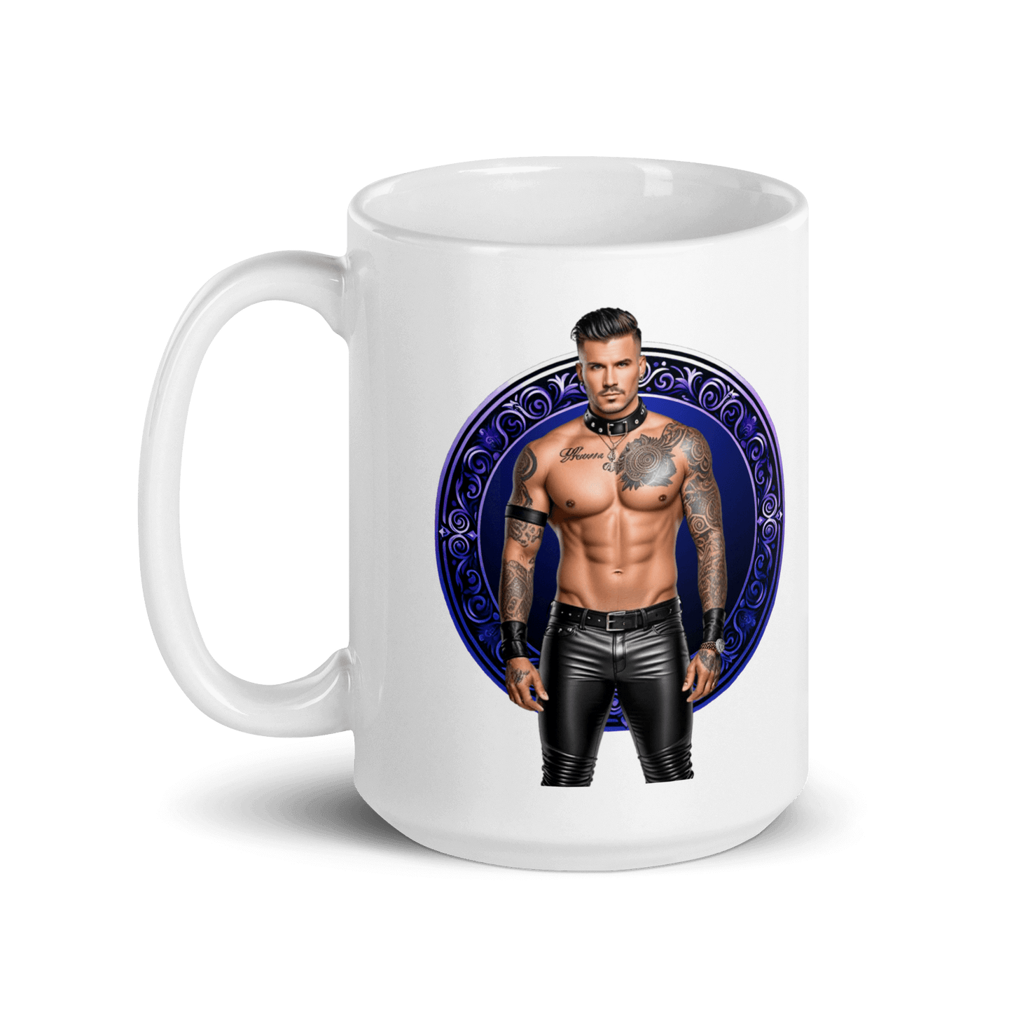 Haus Of Zodiac Mug | Leatherman Dash (Sagittarius) featuring a stylish design with a muscular man and vibrant background.