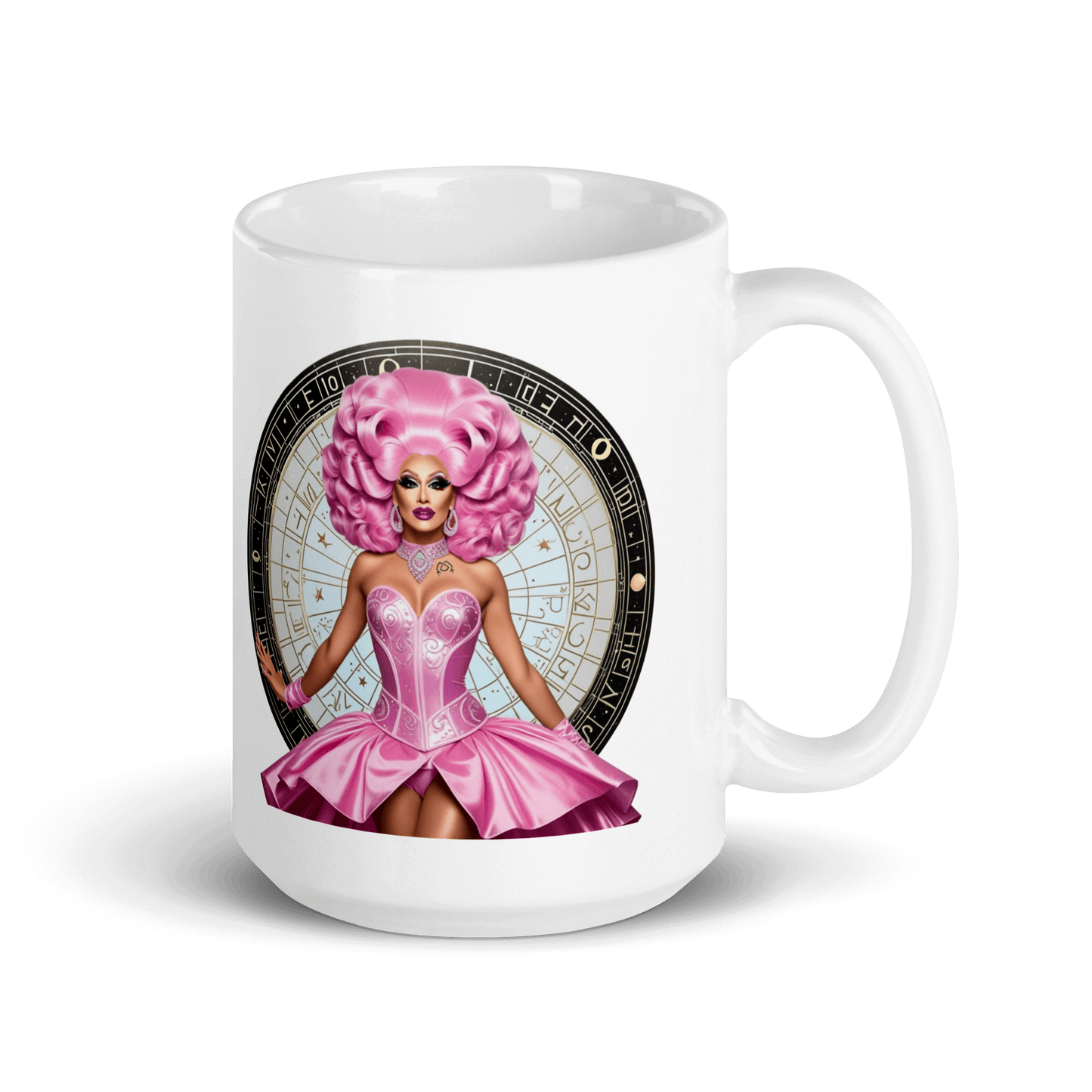 Haus Of Zodiac Mug | Shell We Dance (Cancer) featuring a vibrant design with a pink themed illustration.