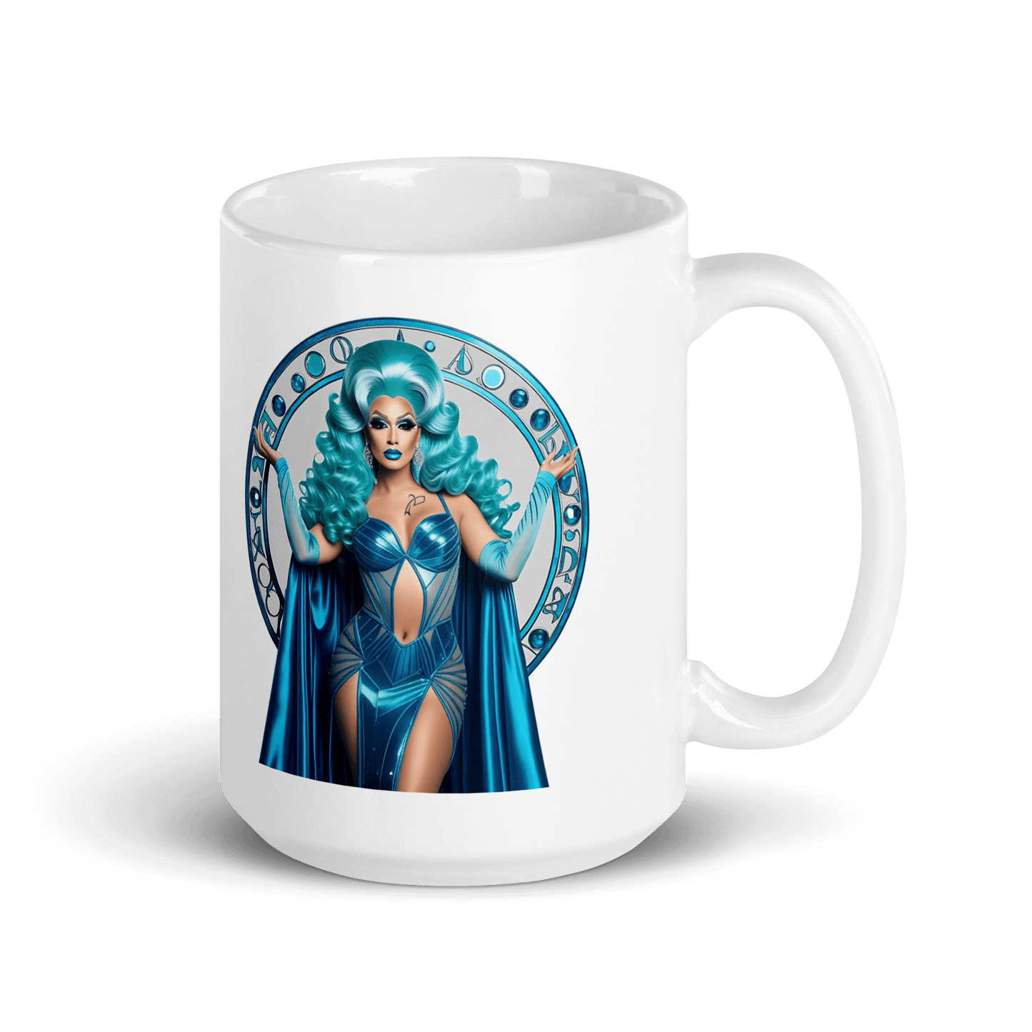 Haus Of Zodiac Mug | Aqua D'Aura (Aquarius) featuring a glamorous design with vibrant colors.