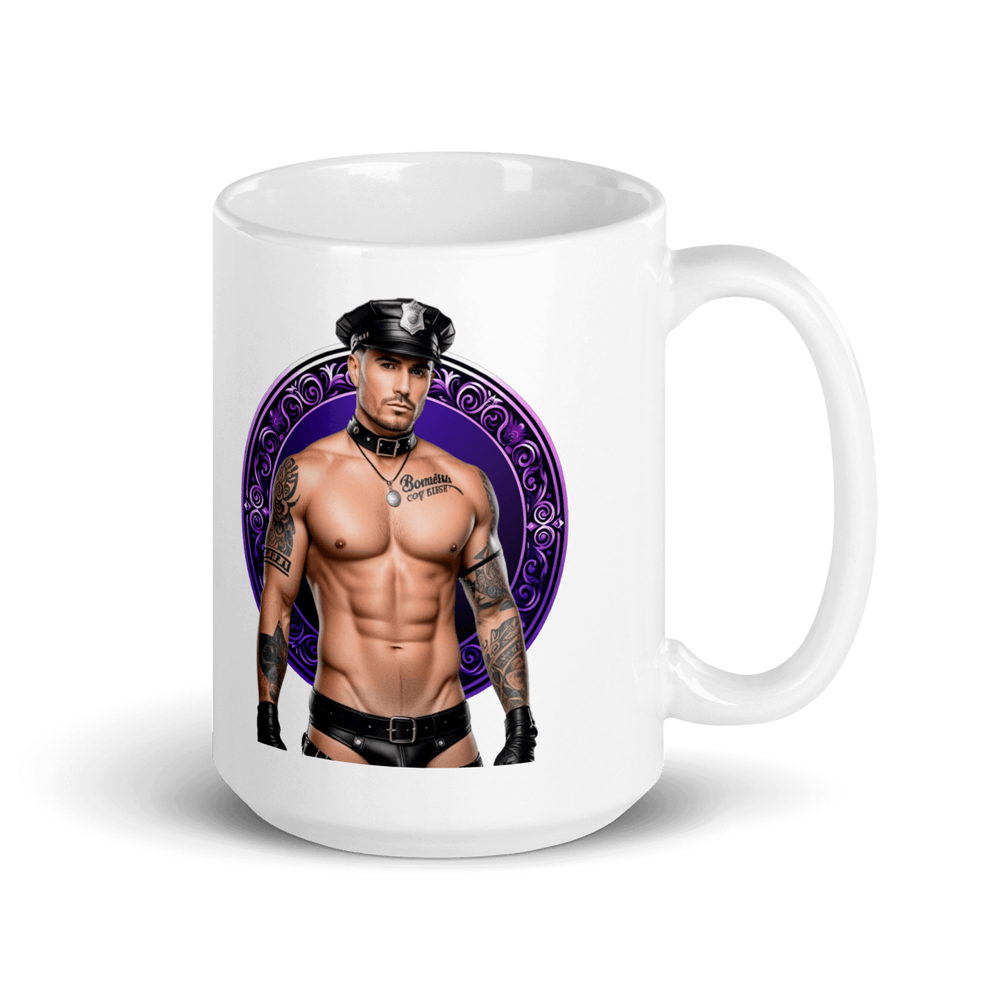 Haus Of Zodiac Mug | Leatherman Kane (Scorpio) featuring a muscular man in a leather outfit.